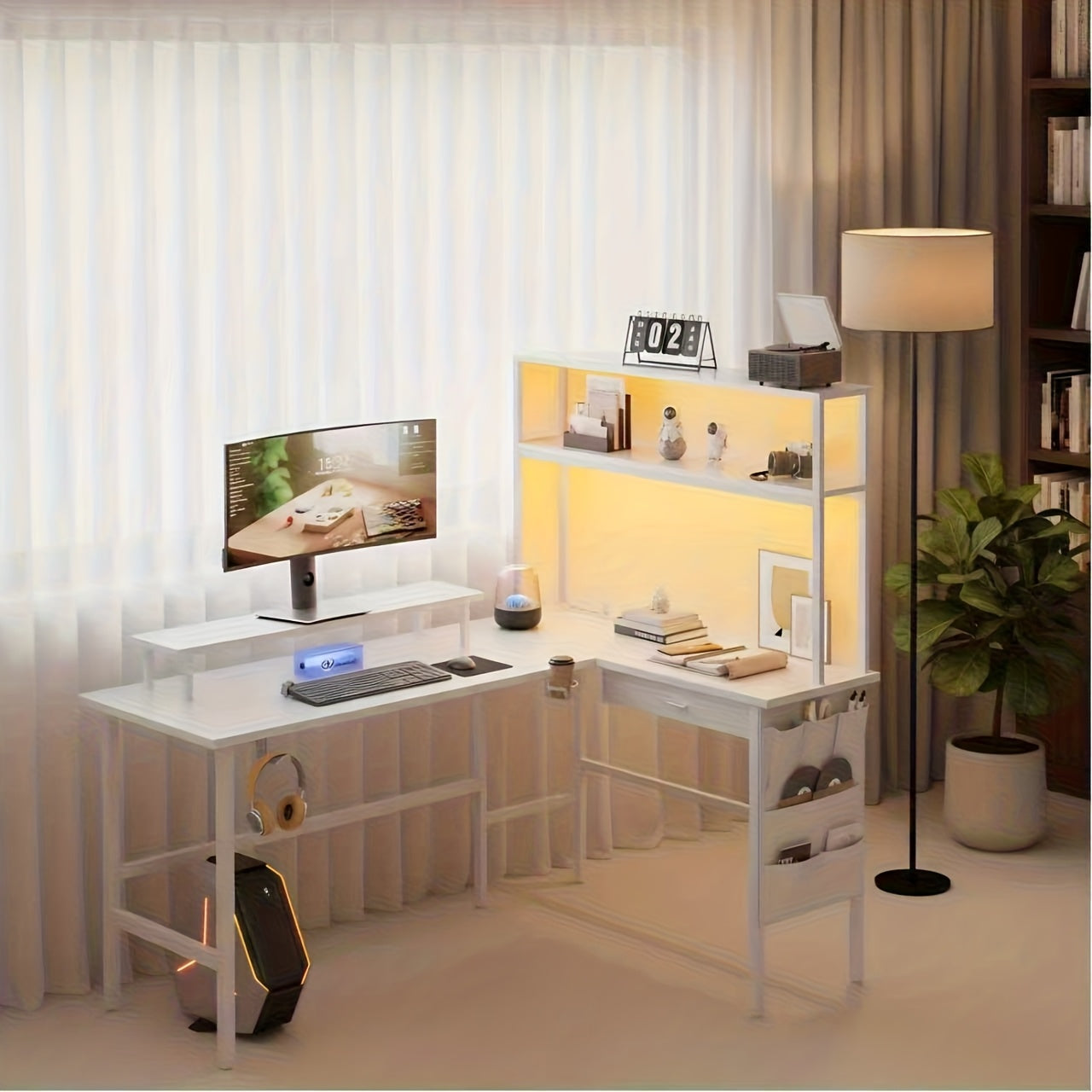 Gaming-Schreibtisch, Weiß für Arbeitszimmer – Detailansicht 20
