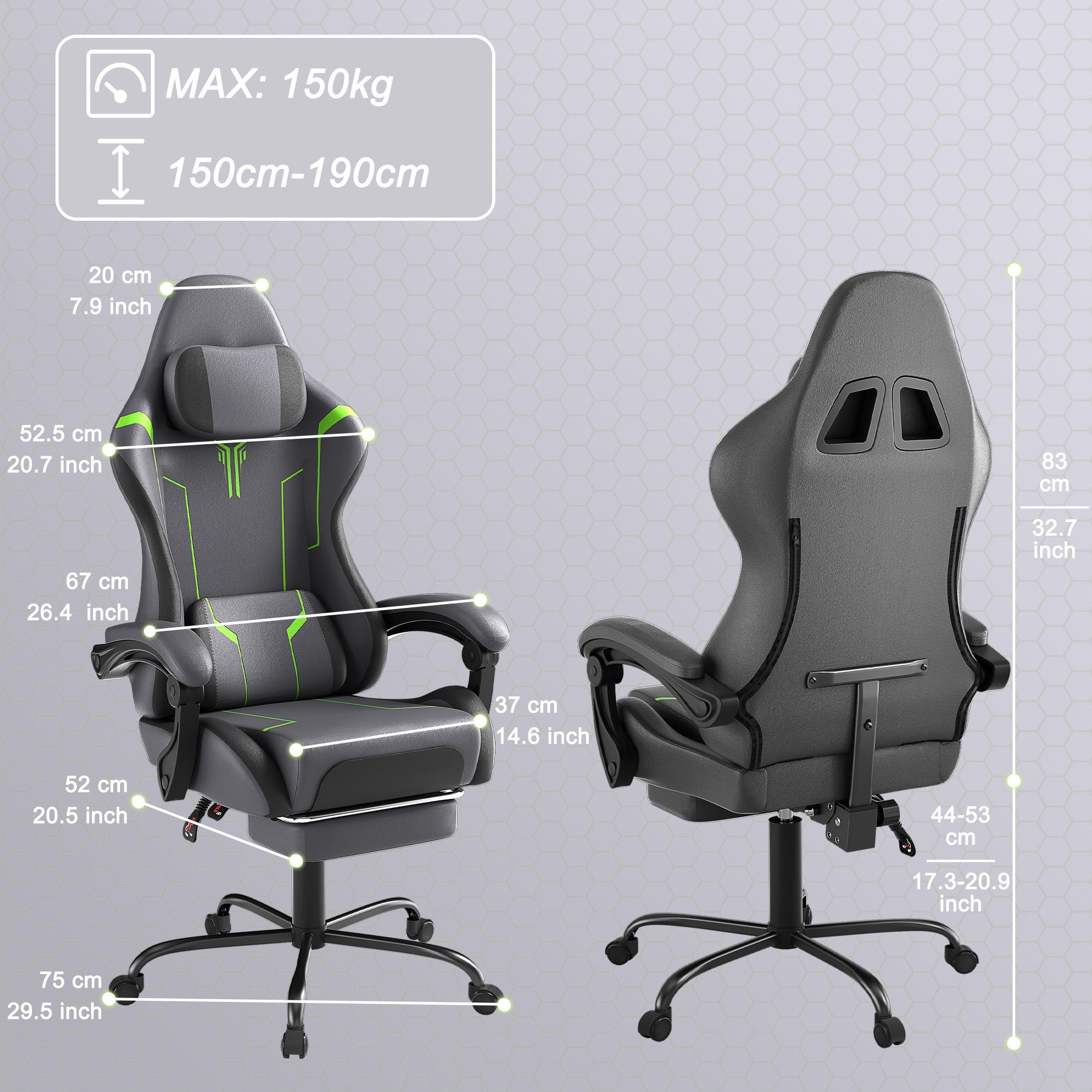 Gaming-Stuhl, 150 kg für Gaming und Computerplatz – Detailansicht 4
