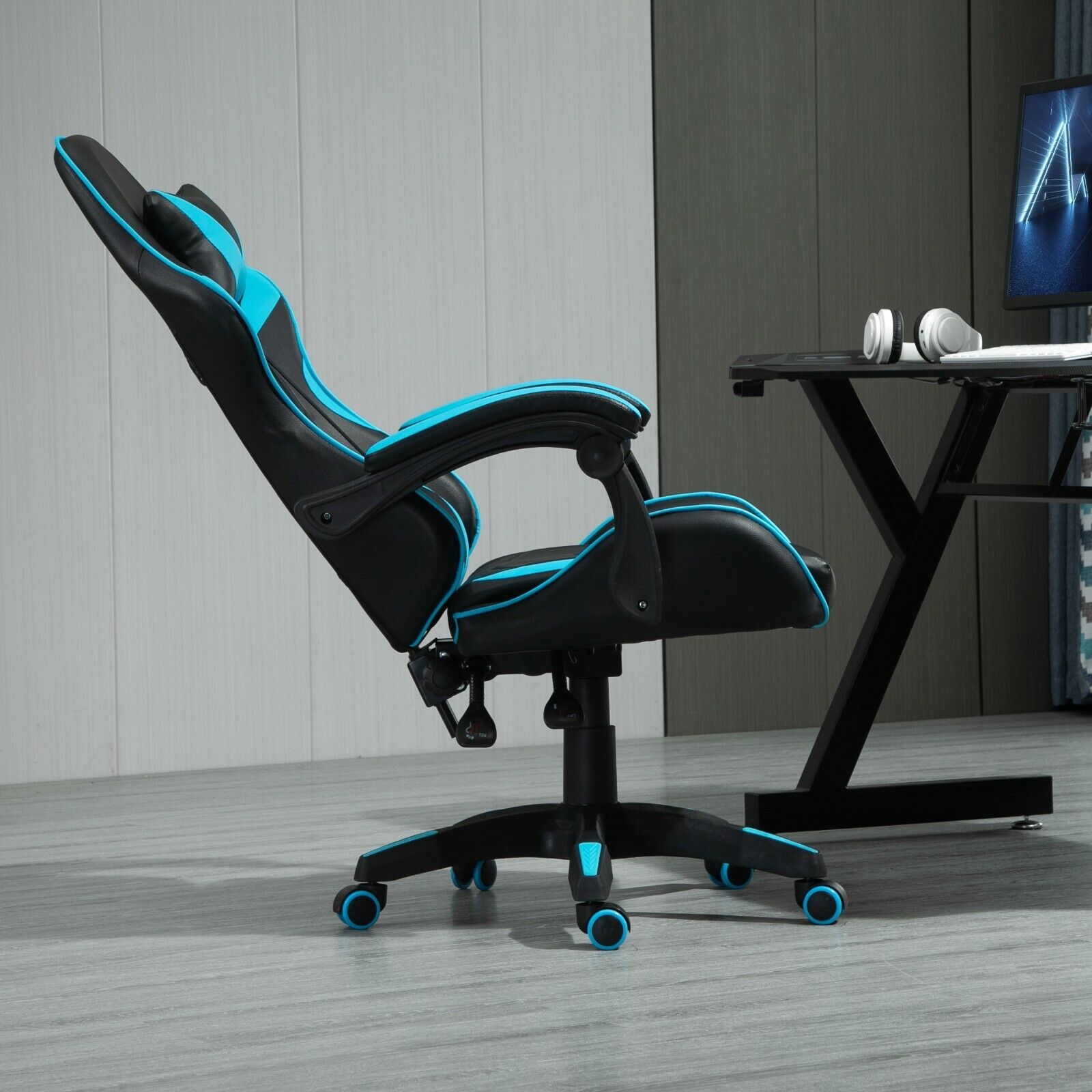 Gaming-Stuhl, Blau für Computerplatz und Gaming – Detailansicht 10