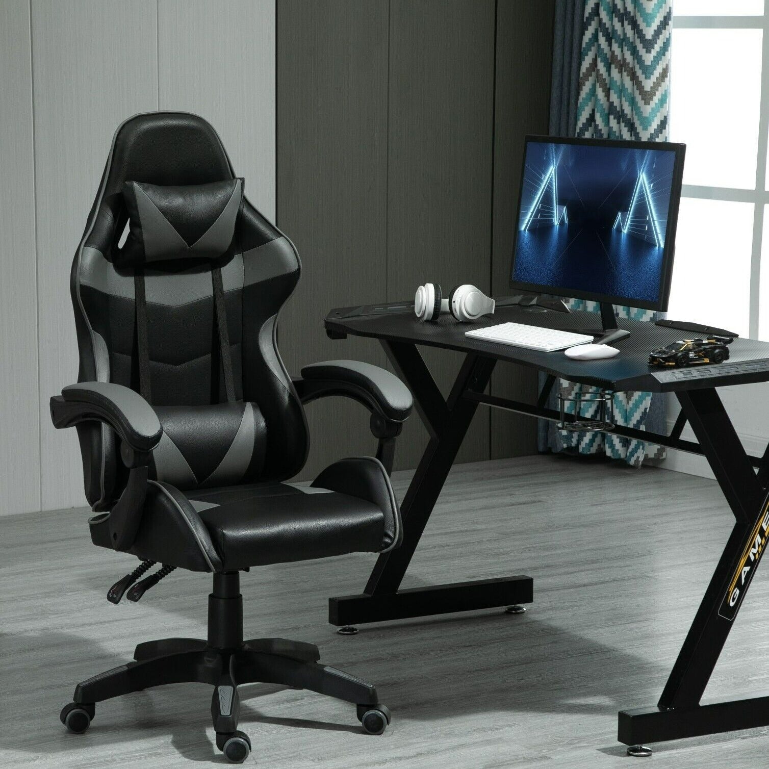 Gaming-Stuhl, Blau für Computerplatz und Gaming – Detailansicht 19