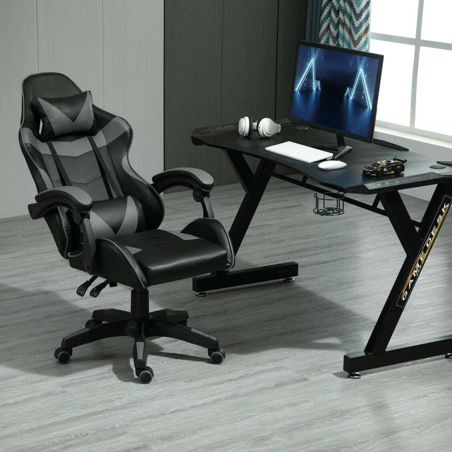 Gaming-Stuhl, Blau für Computerplatz und Gaming – Detailansicht 22