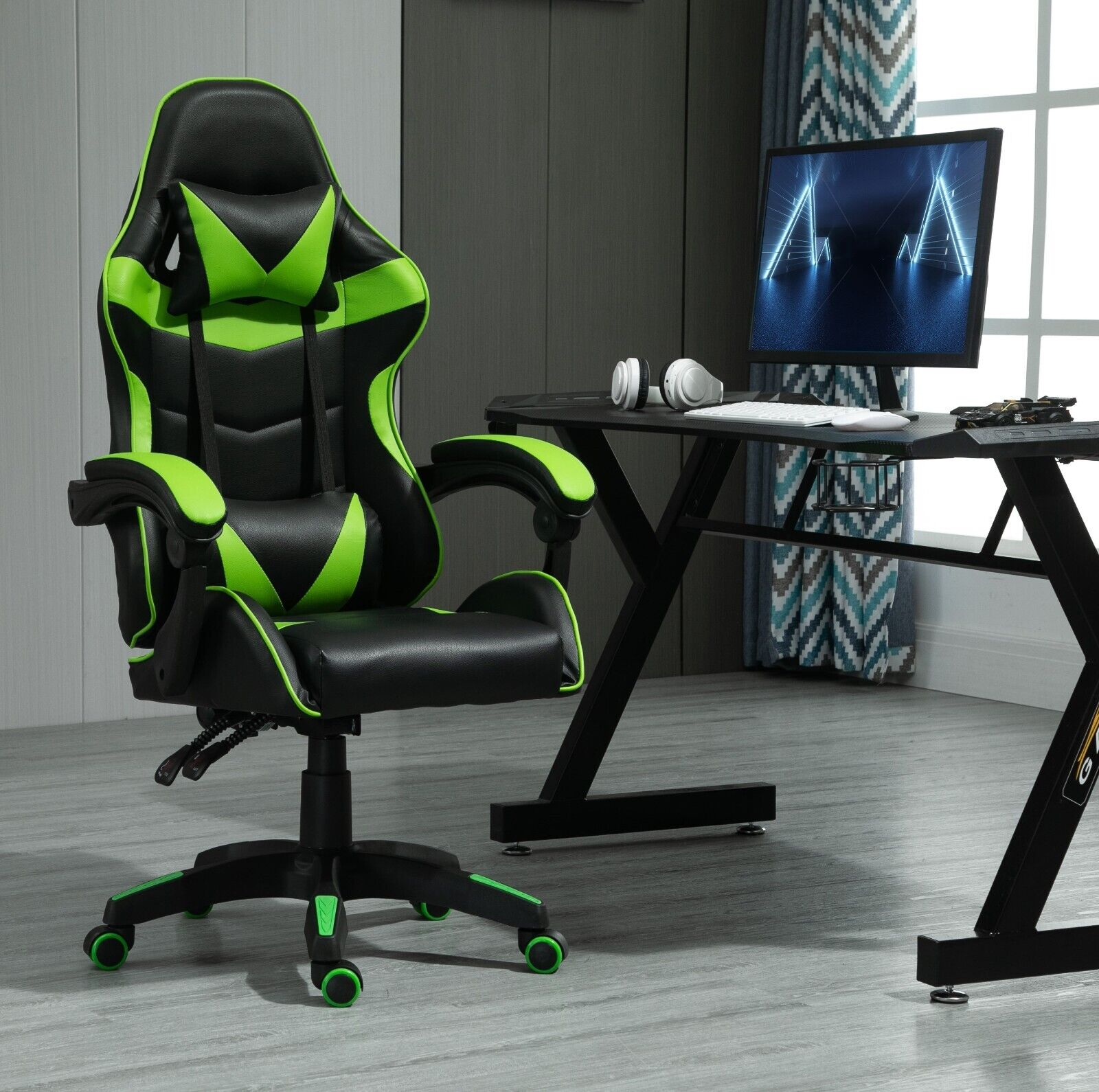 Gaming-Stuhl, Blau für Computerplatz und Gaming – Detailansicht 25