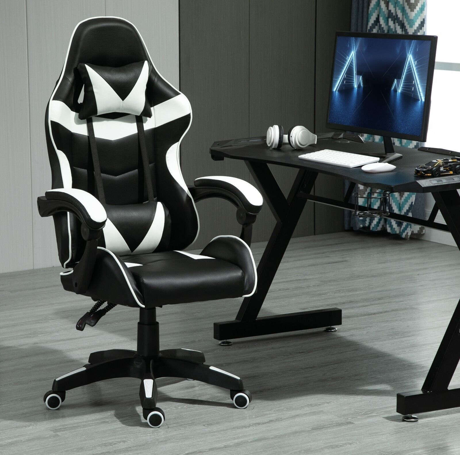 Gaming-Stuhl, Blau für Computerplatz und Gaming – Detailansicht 26