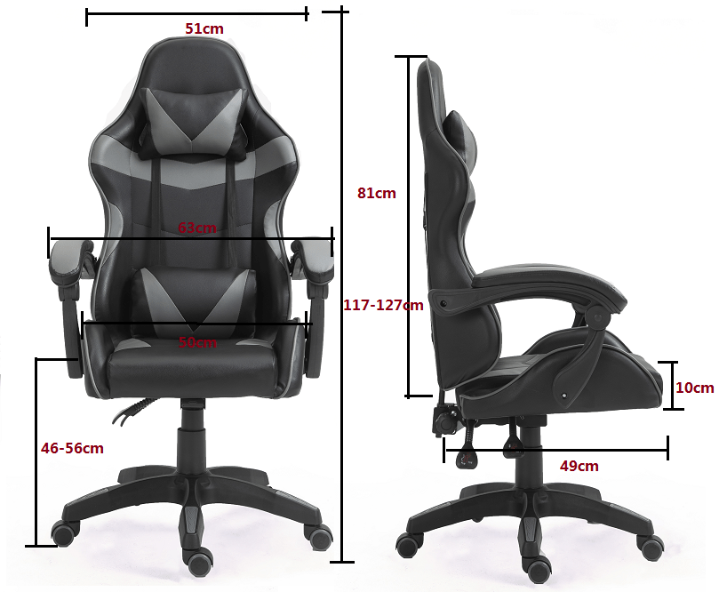 Gaming-Stuhl, Blau für Computerplatz und Gaming – Detailansicht 28