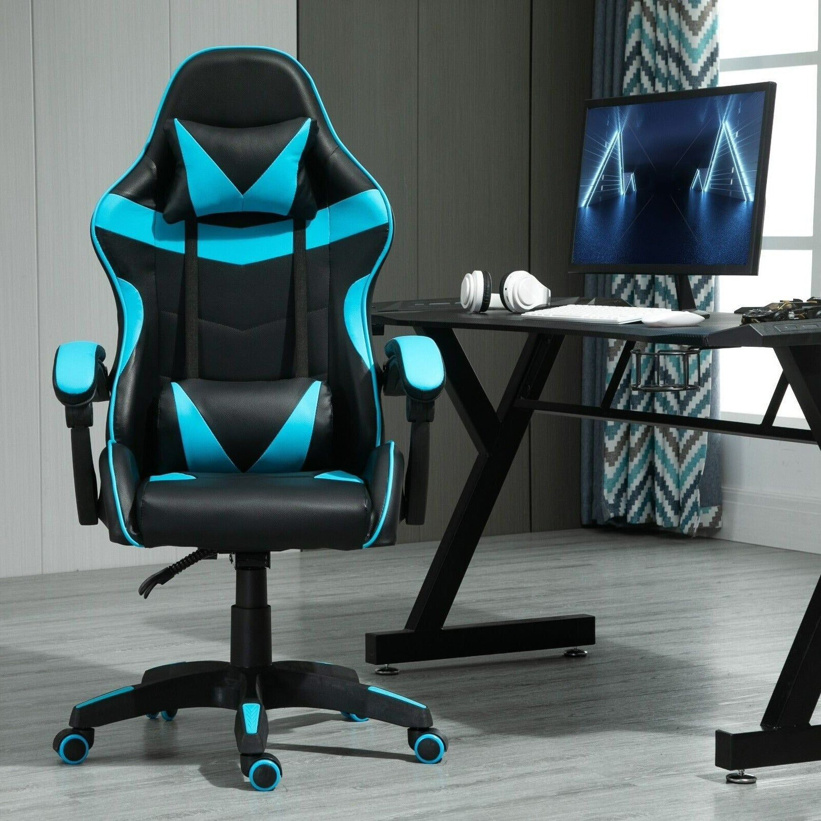 Gaming-Stuhl, Blau für Gaming – Detailansicht 3