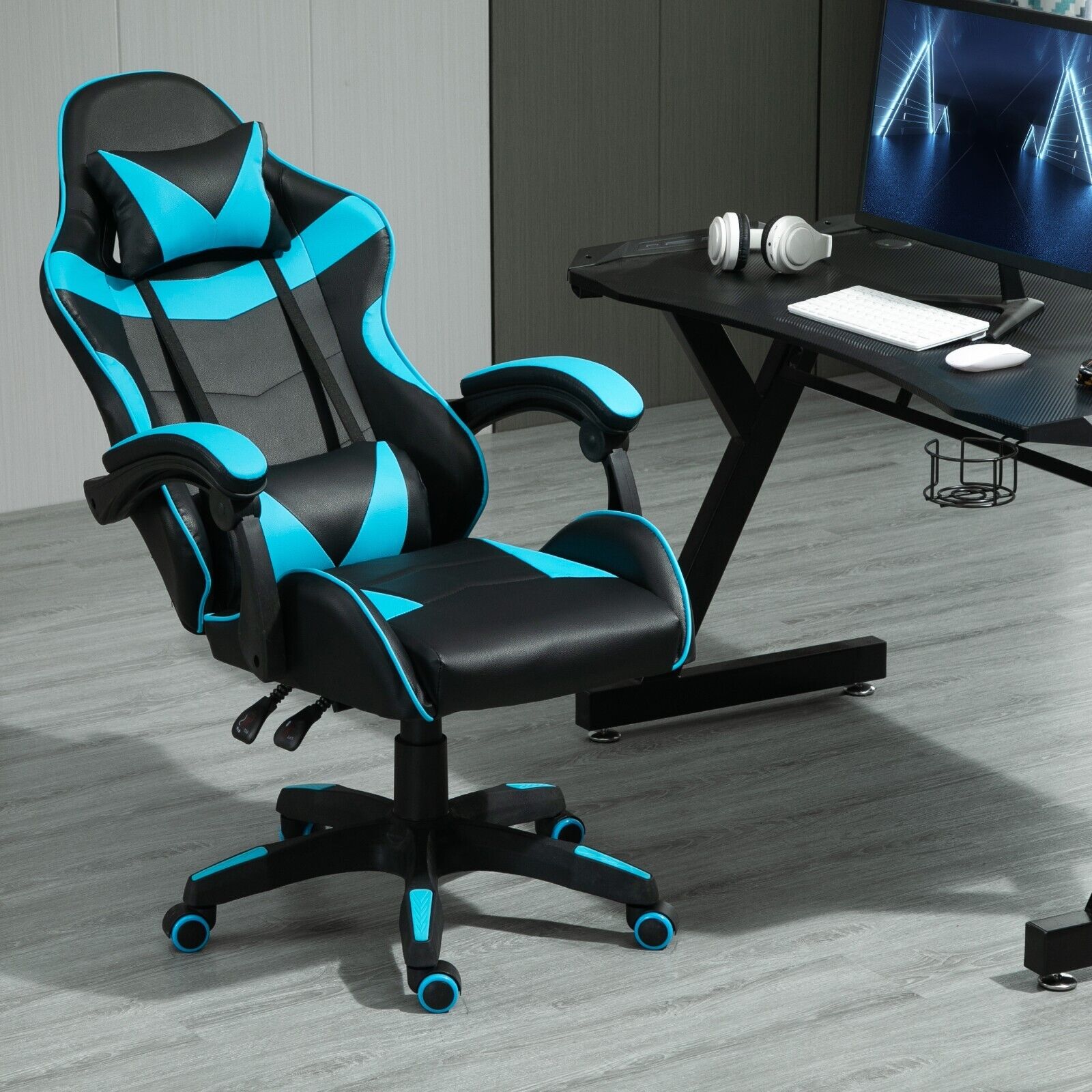 Gaming-Stuhl, Blau für Gaming – Detailansicht 12