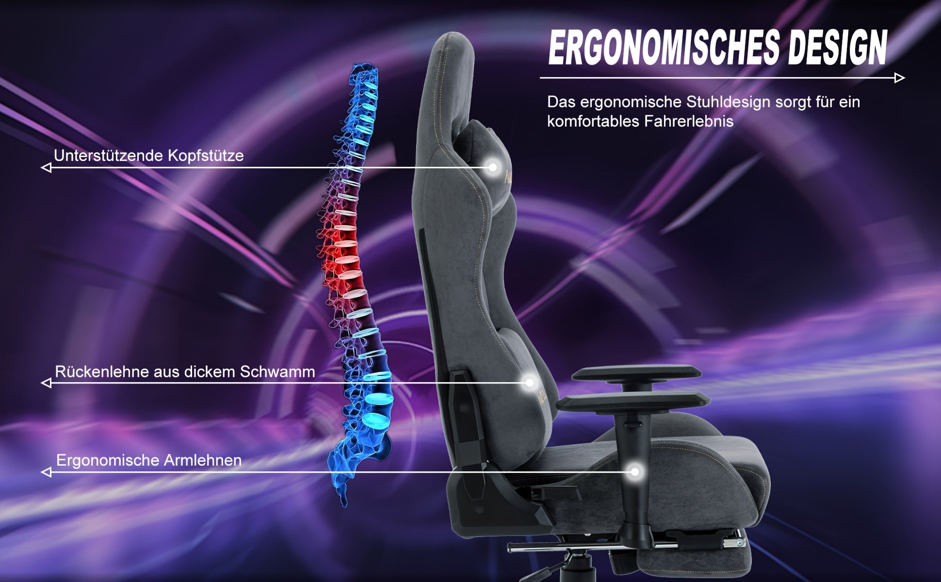 Gaming-Stuhl, Grüner für Computerplatz und Gaming – Detailansicht 6