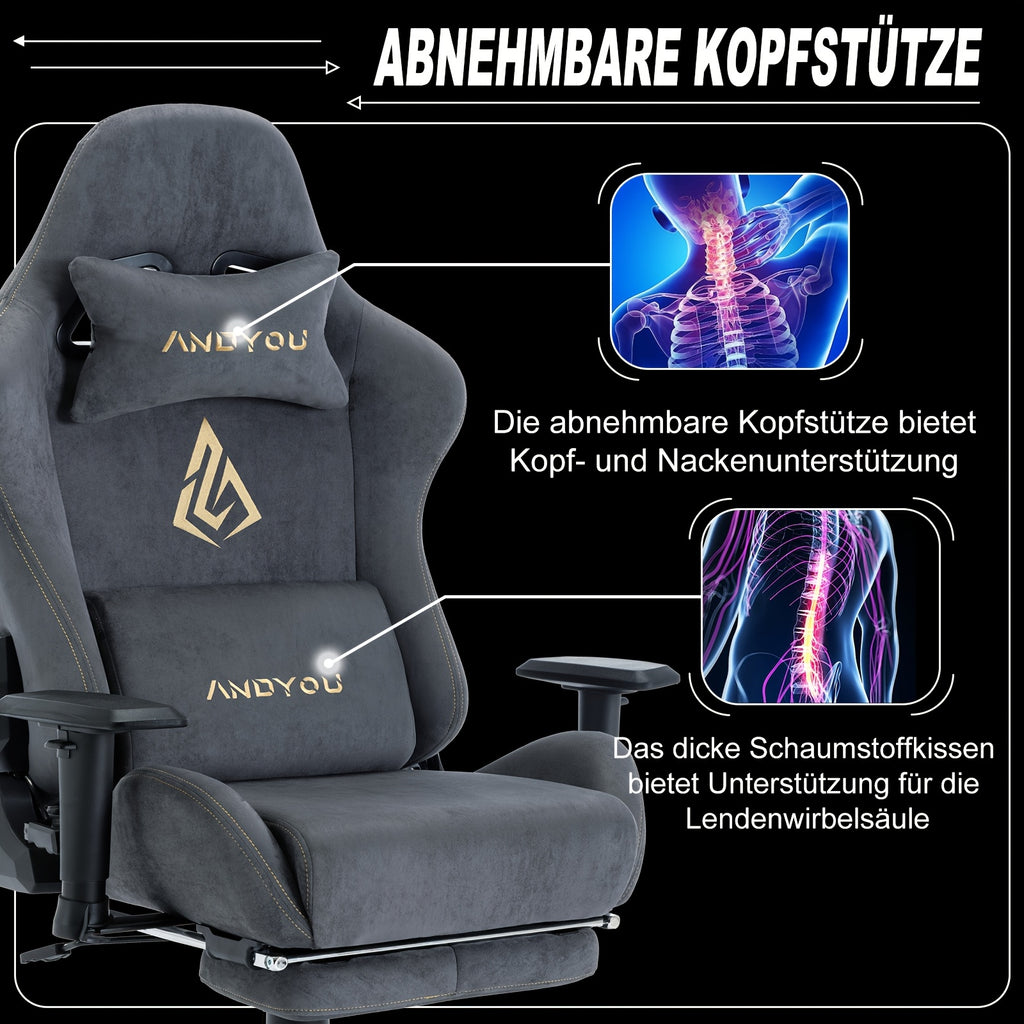 Gaming-Stuhl, Grüner für Computerplatz und Gaming – Detailansicht 8