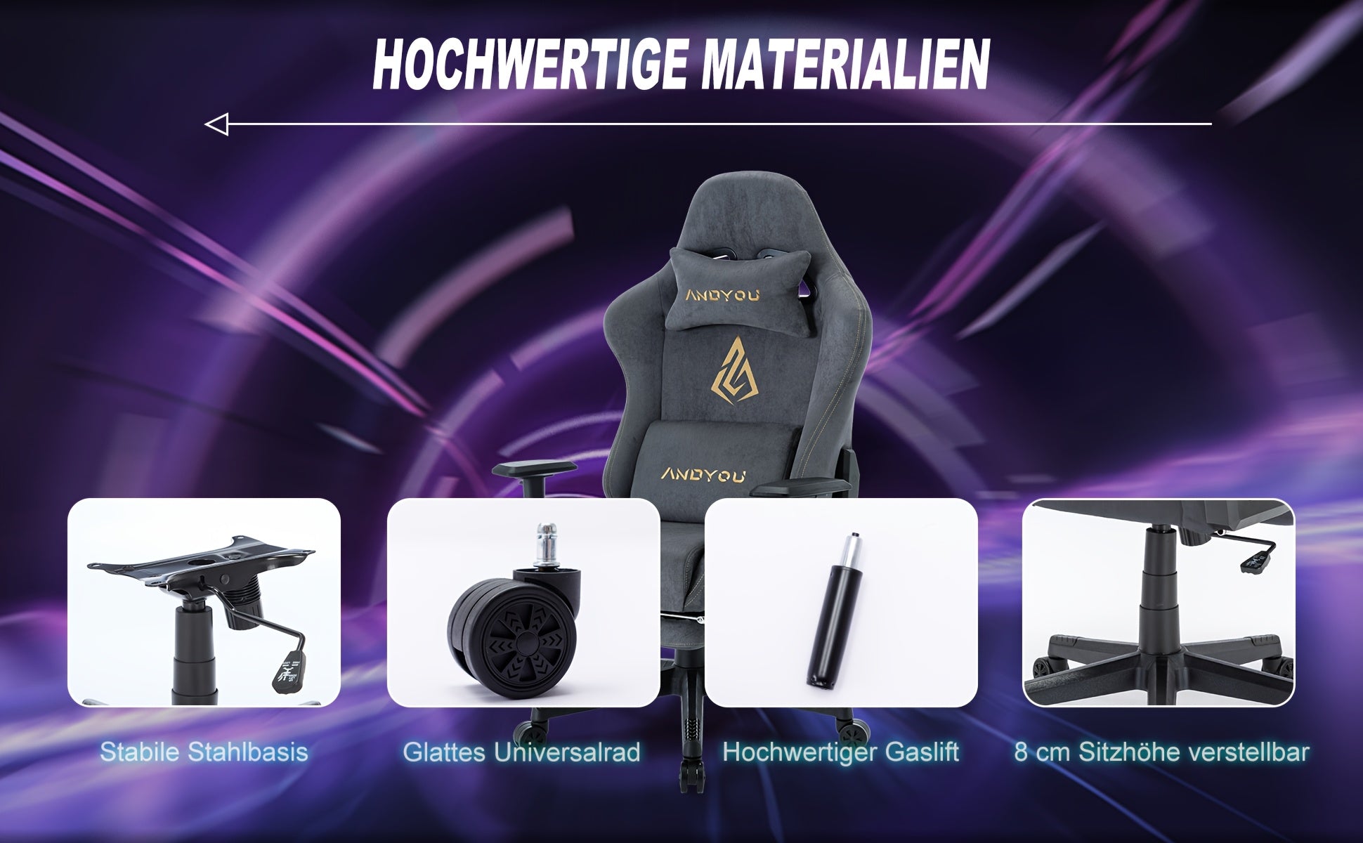 Gaming-Stuhl, Grüner für Computerplatz und Gaming – Detailansicht 11