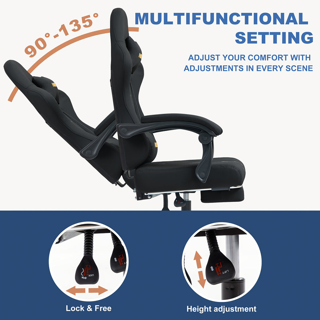 Gaming-Stuhl, Leder für Gaming und Computerplatz – Detailansicht 9