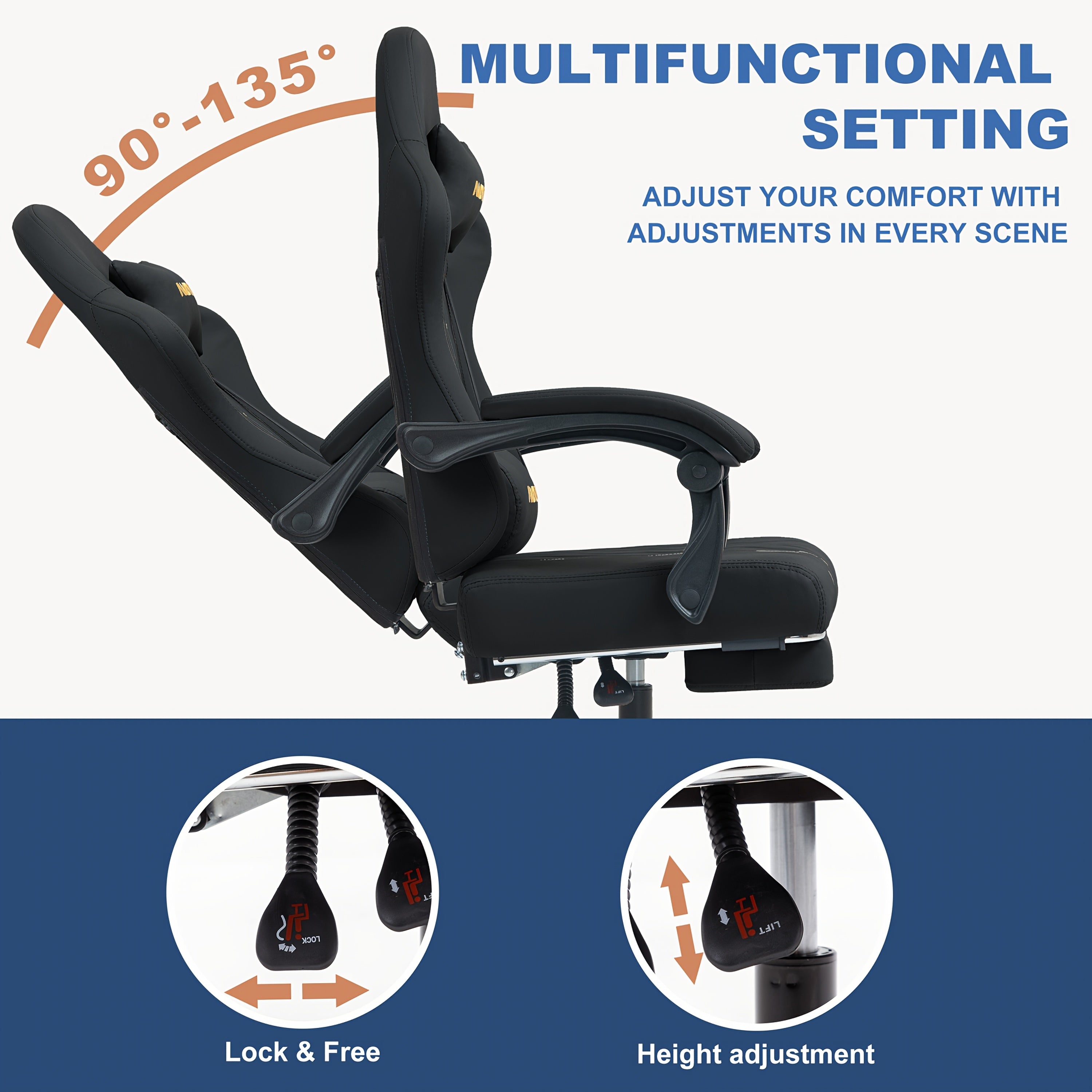 Gaming-Stuhl, Leder für Gaming und Computerplatz – Detailansicht 9