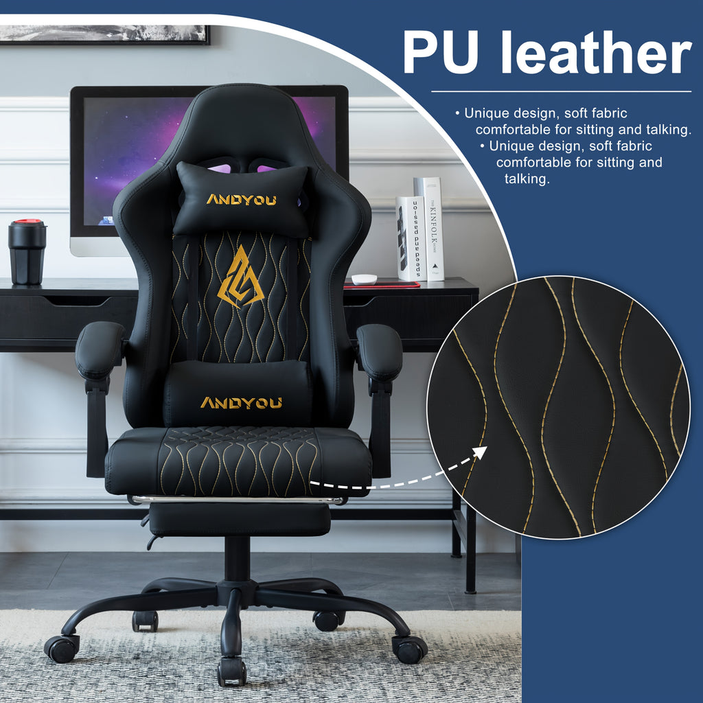 Gaming-Stuhl, Leder für Gaming und Computerplatz – Detailansicht 12