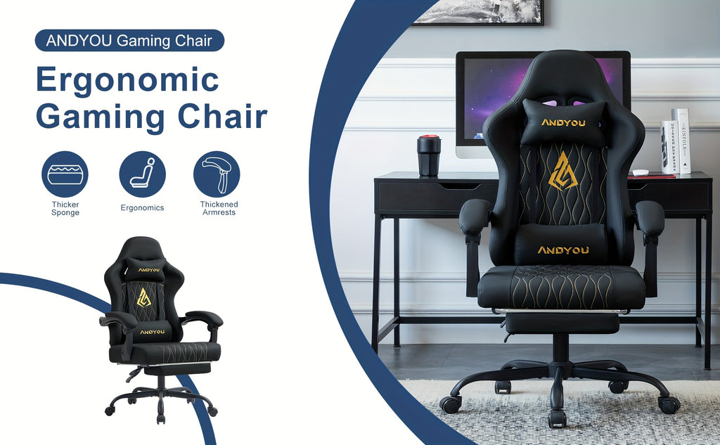 Gaming-Stuhl, Leder für Gaming und Computerplatz – Detailansicht 14