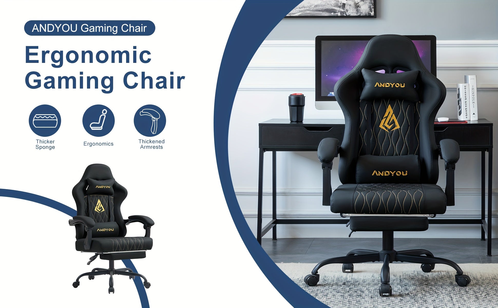 Gaming-Stuhl, Leder für Gaming und Computerplatz – Detailansicht 14