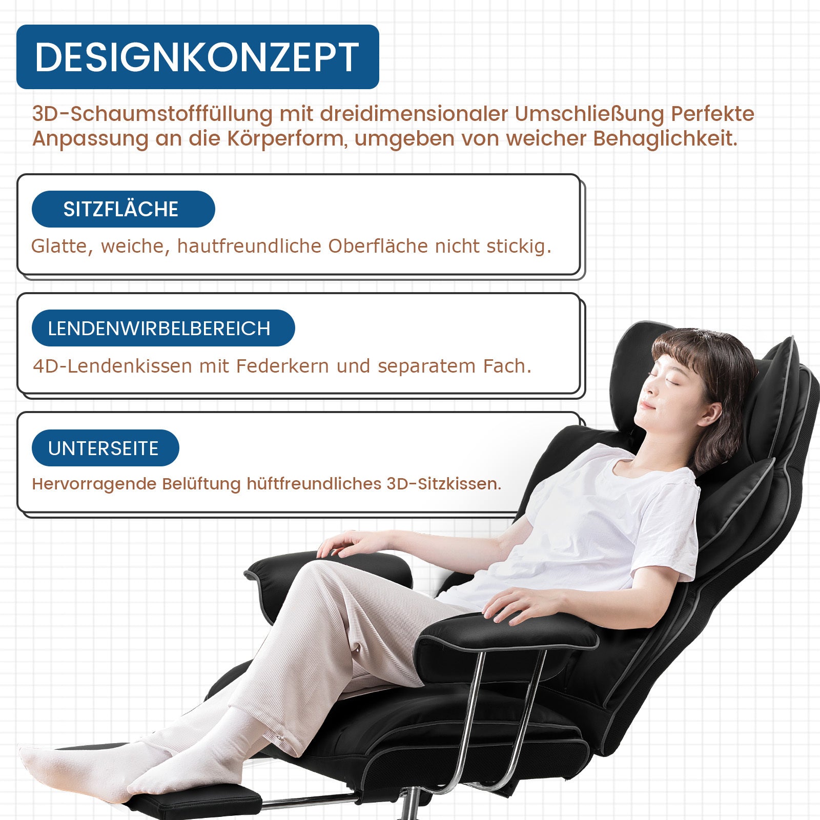 Gaming-Stuhl, SCHWARZ für Computerplatz und Gaming – Detailansicht 5