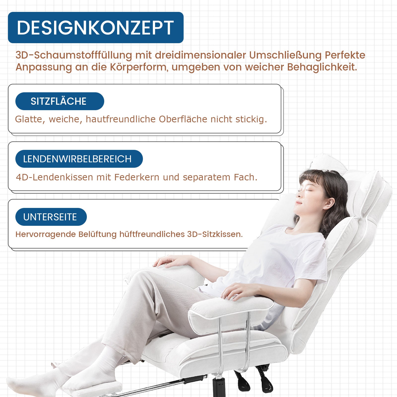 Gaming-Stuhl, SCHWARZ für Computerplatz und Gaming – Detailansicht 11