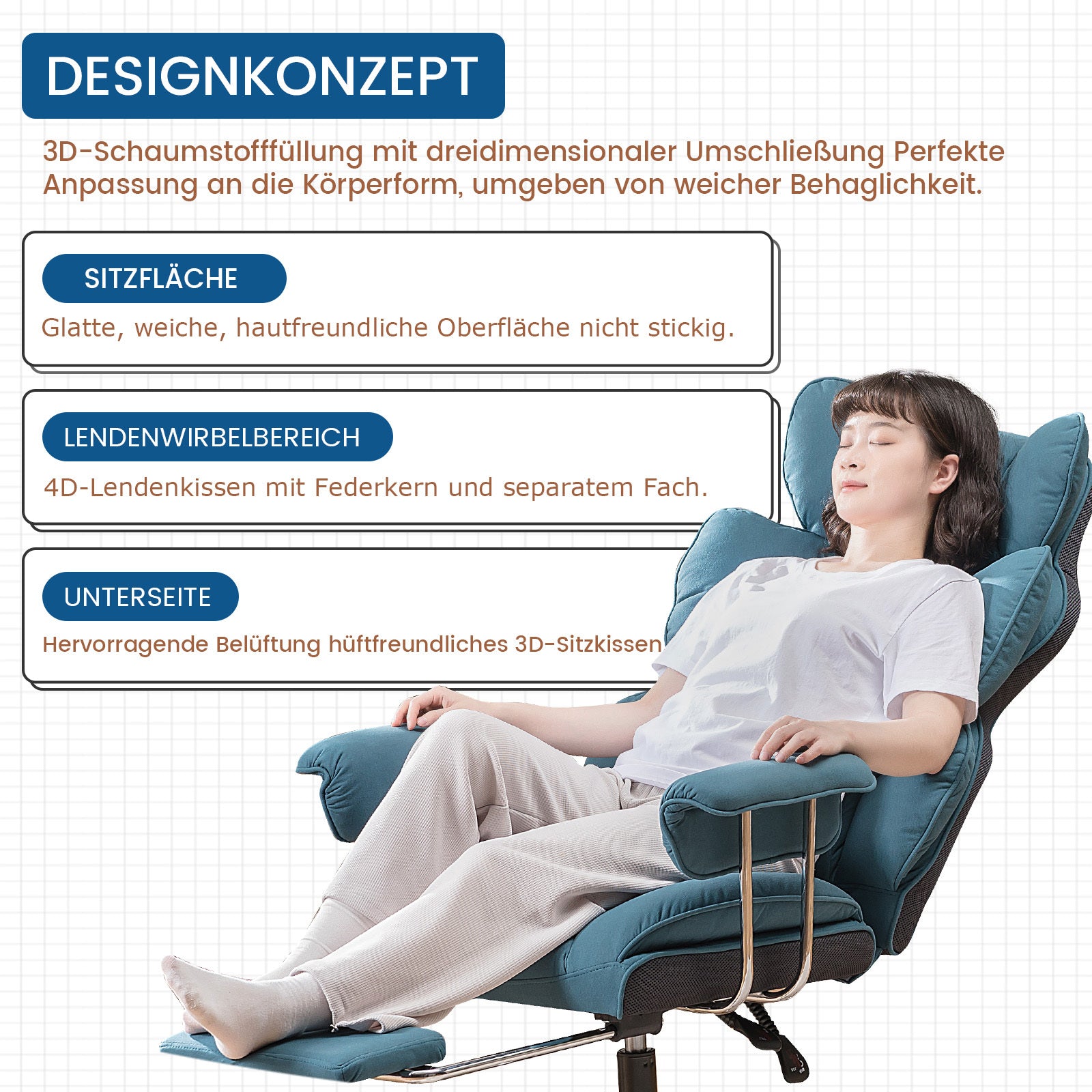Gaming-Stuhl, SCHWARZ für Computerplatz und Gaming – Detailansicht 14