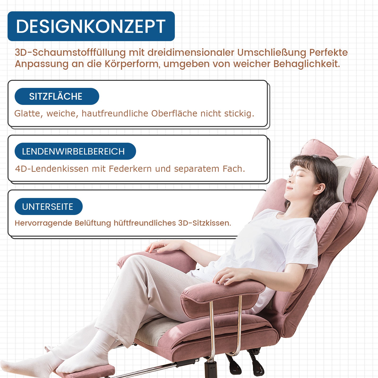 Gaming-Stuhl, SCHWARZ für Computerplatz und Gaming – Detailansicht 19