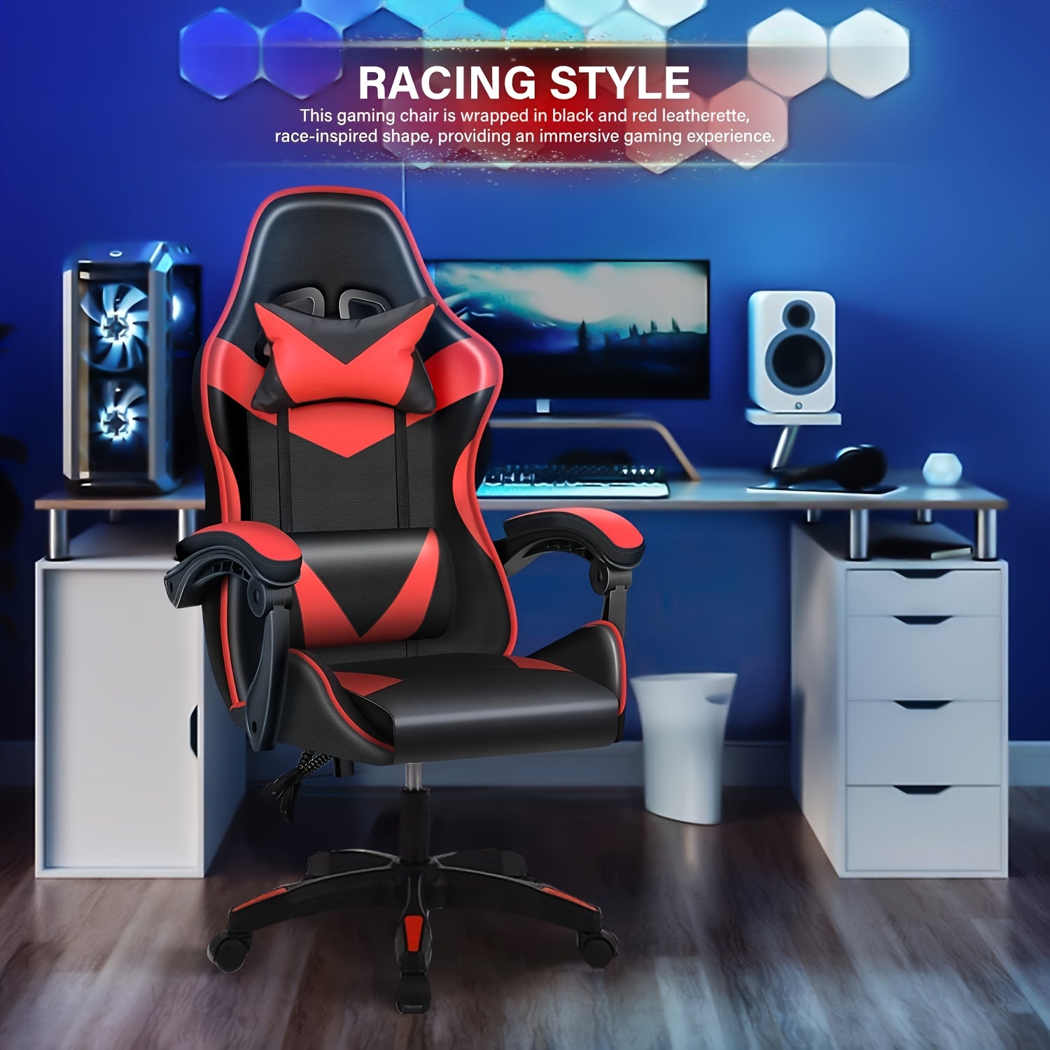Gaming-Stuhl, Schwarz+grau für Computerplatz und Gaming – Detailansicht 8