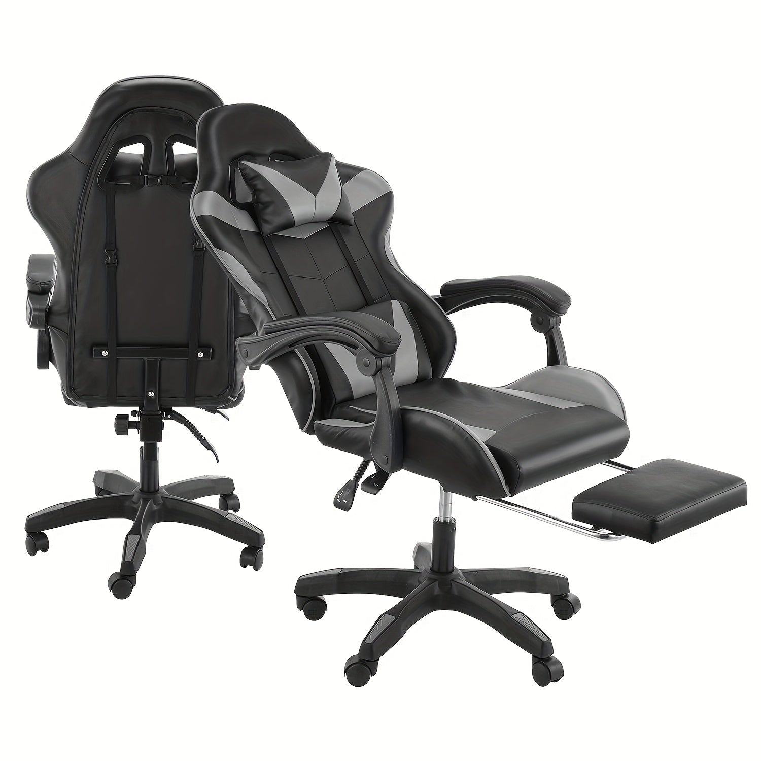 Gaming-Stuhl, Schwarz+grau für Computerplatz und Gaming – Detailansicht 10