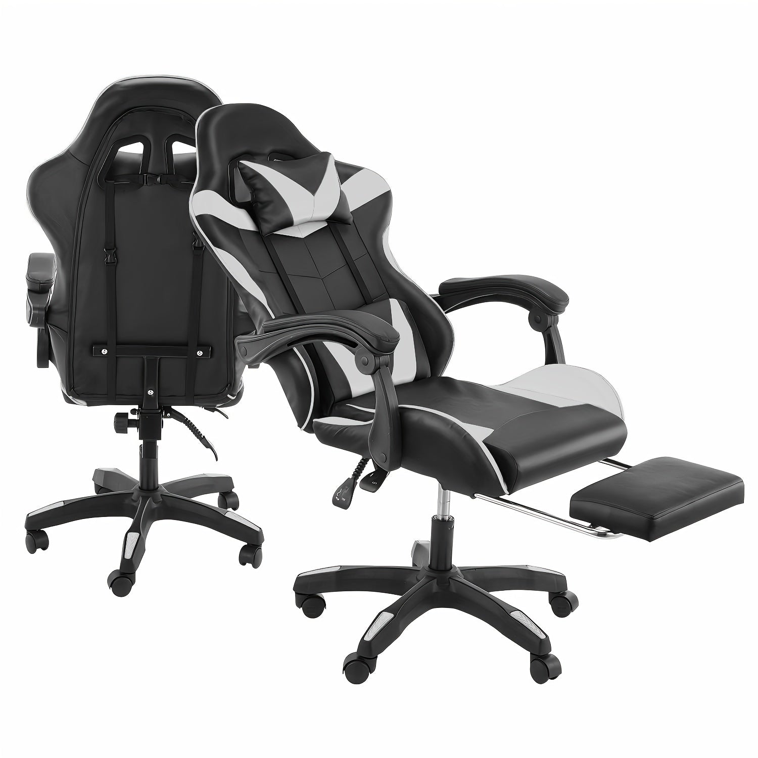 Gaming-Stuhl, Schwarz+grau für Computerplatz und Gaming – Detailansicht 14