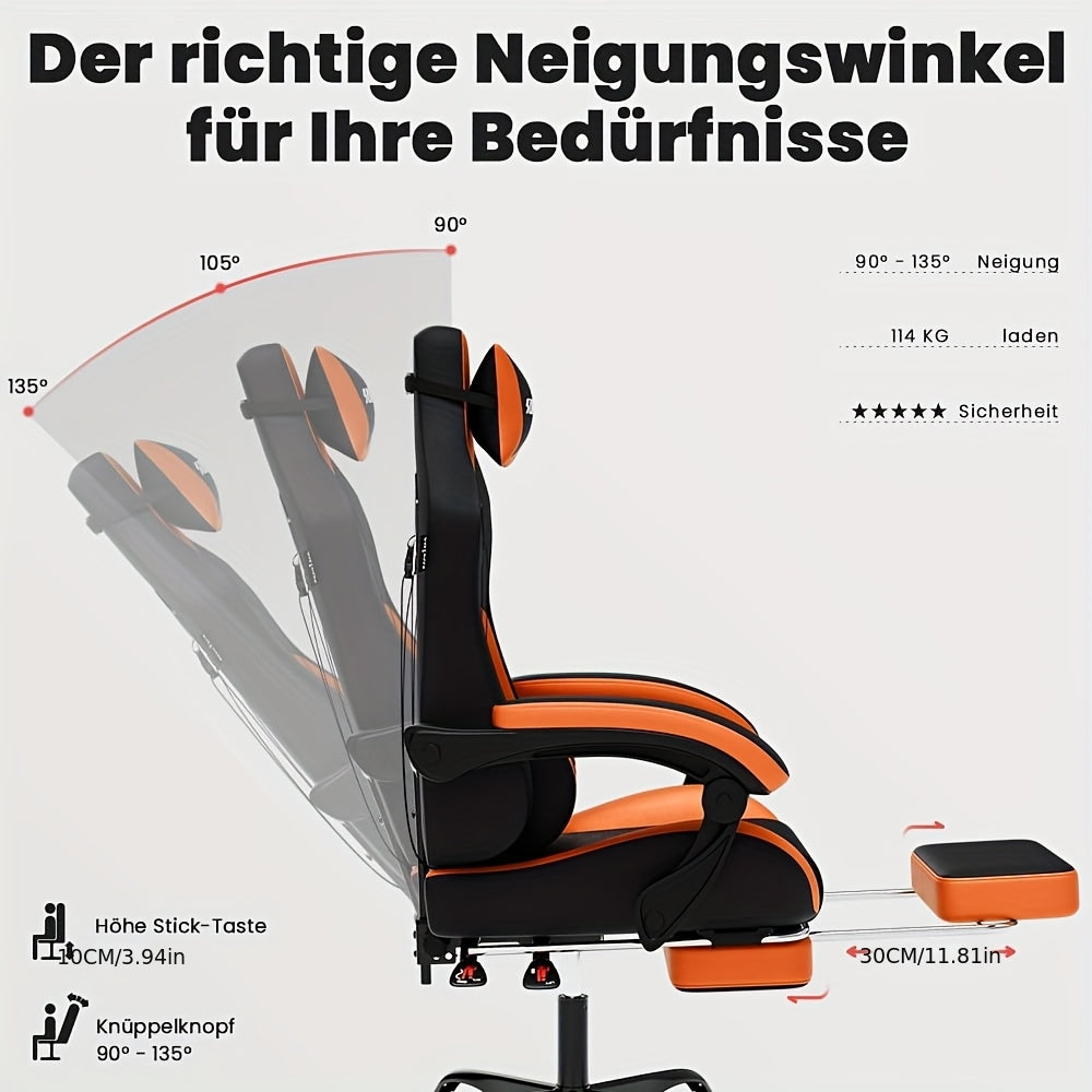 Gaming-Stuhl, Schwarz-Orange für Gaming und Computerplatz – Detailansicht 4