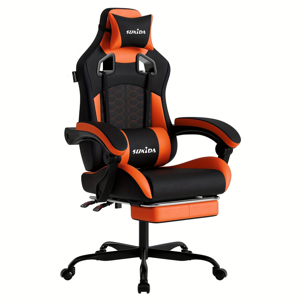 Gaming-Stuhl, Schwarz-Orange für Gaming und Computerplatz – Detailansicht 12