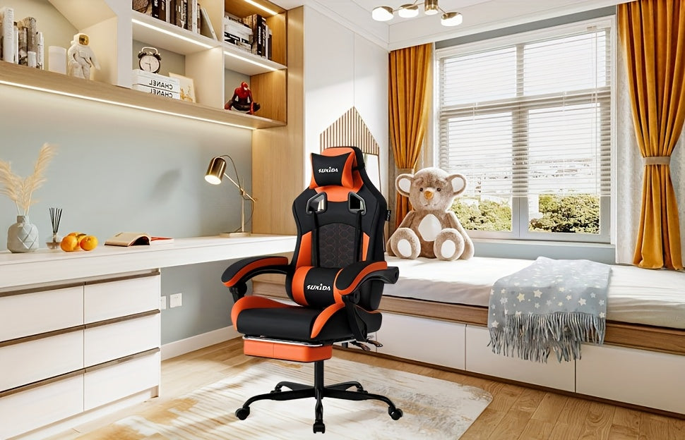 Gaming-Stuhl, Schwarz-Orange für Gaming und Computerplatz – Detailansicht 19