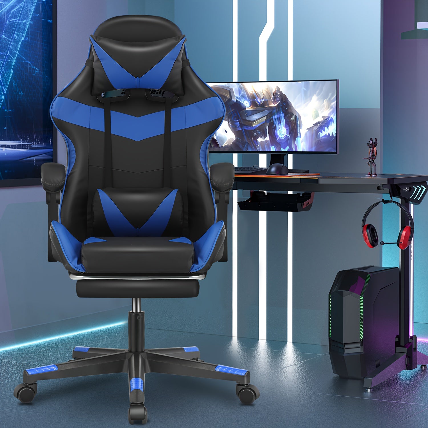 Gaming-Stuhl, Schwarz und weiß für Gaming – Detailansicht 6