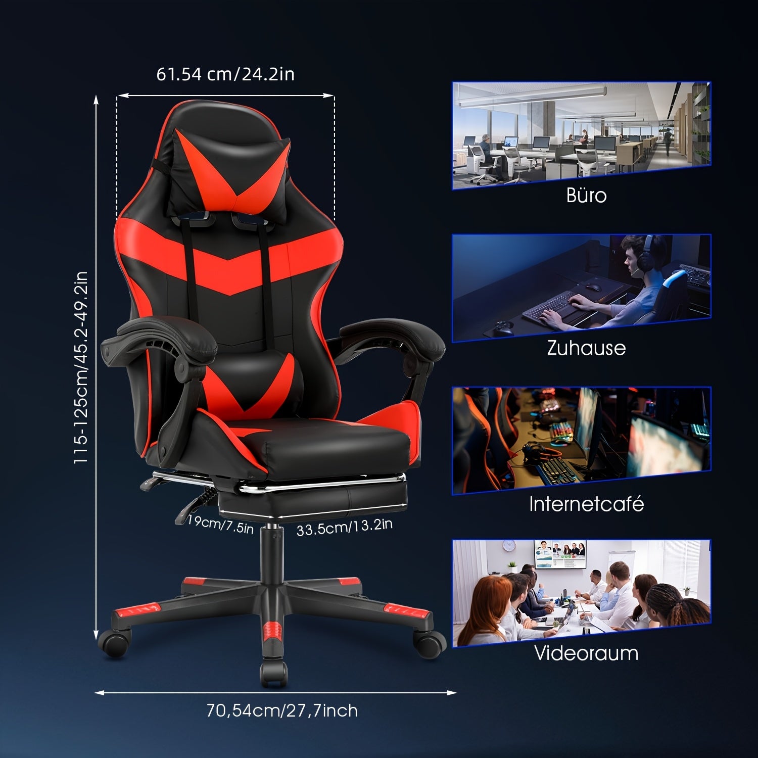 Gaming-Stuhl, Schwarz und weiß für Gaming – Detailansicht 7