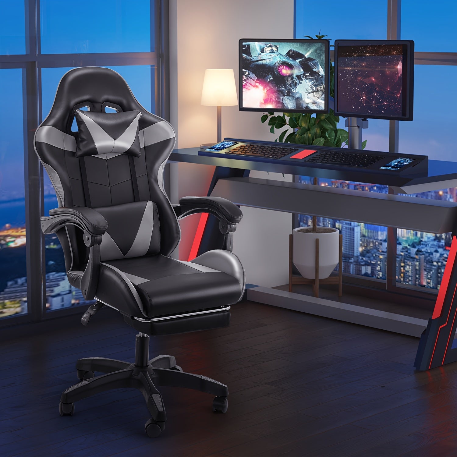 Gaming-Stuhl, Schwarz und weiß für Gaming – Detailansicht 9