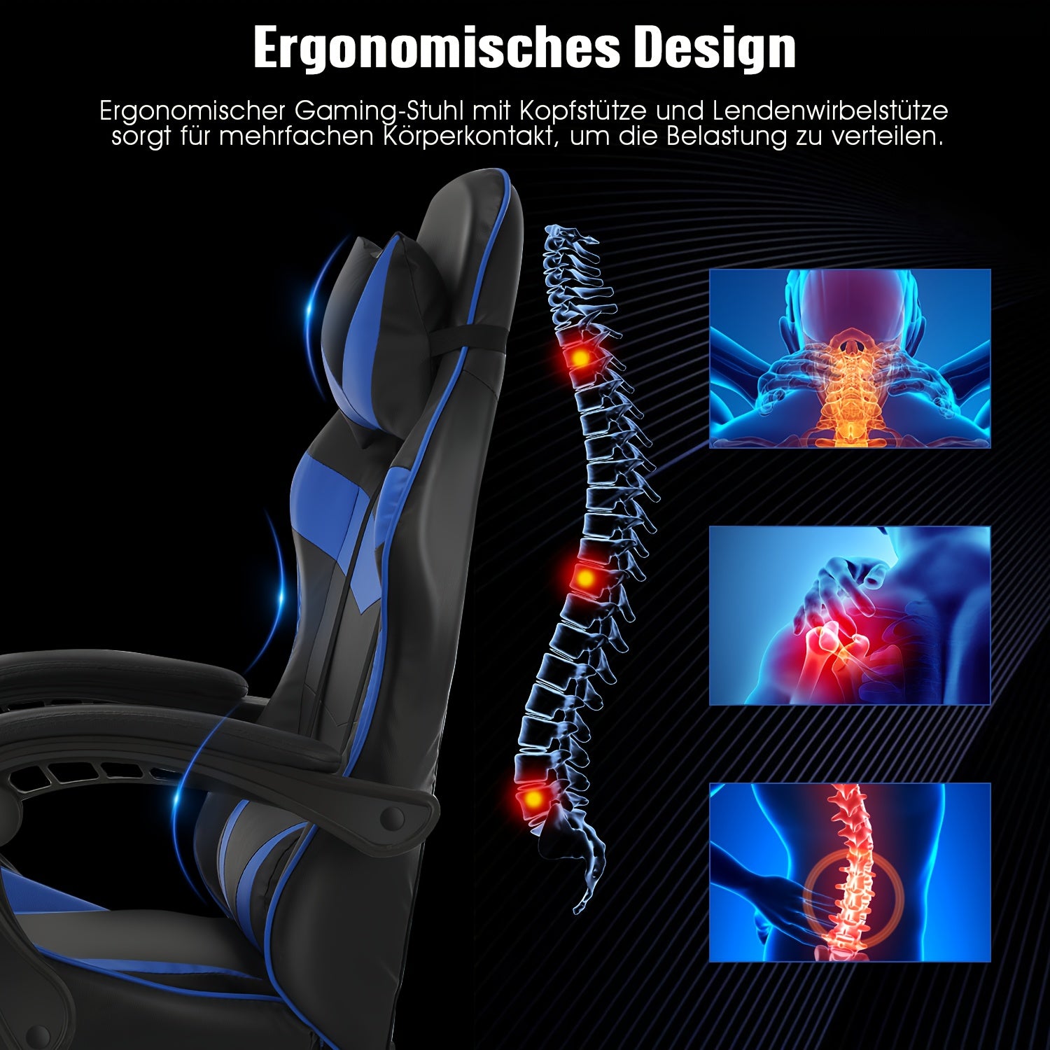 Gaming-Stuhl, Schwarz und weiß für Gaming – Detailansicht 11