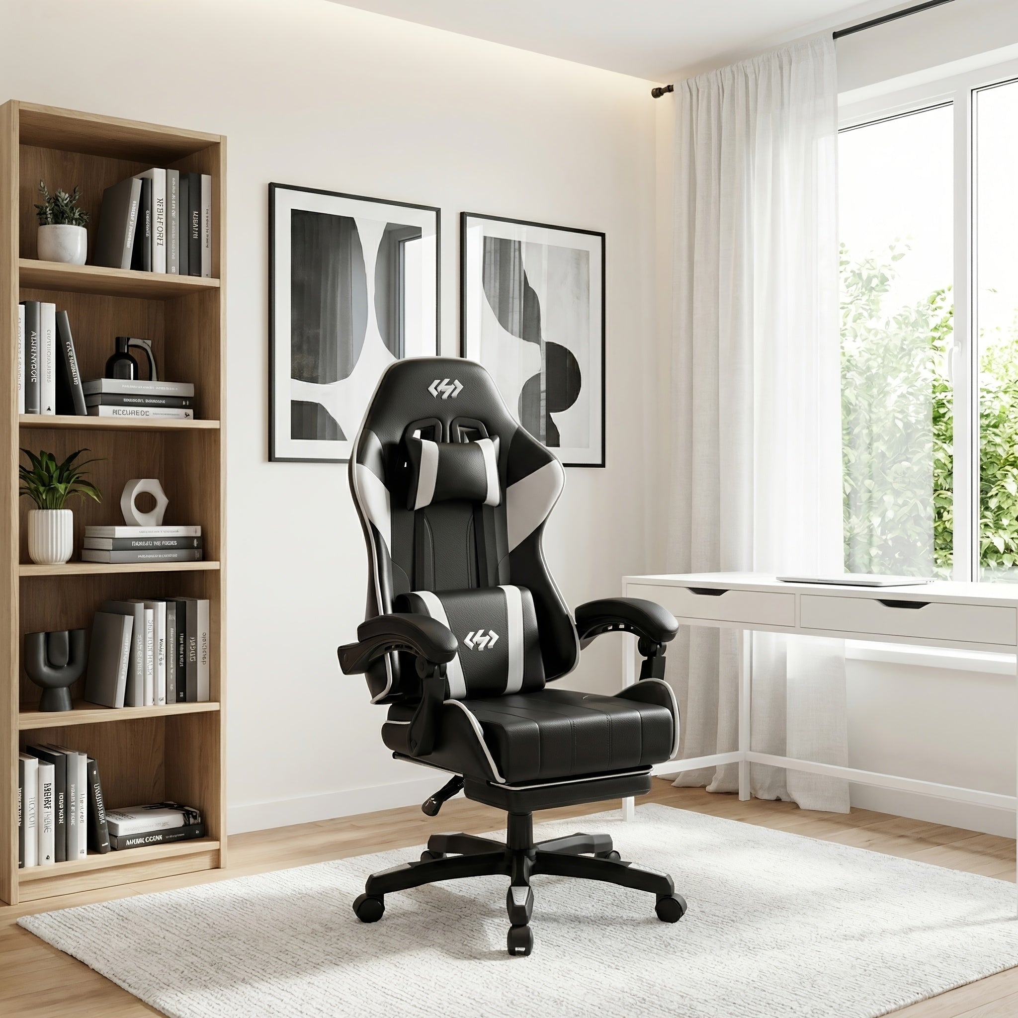Gaming-Stuhl, Schwarzgrau für Computerplatz und Gaming – Detailansicht 2