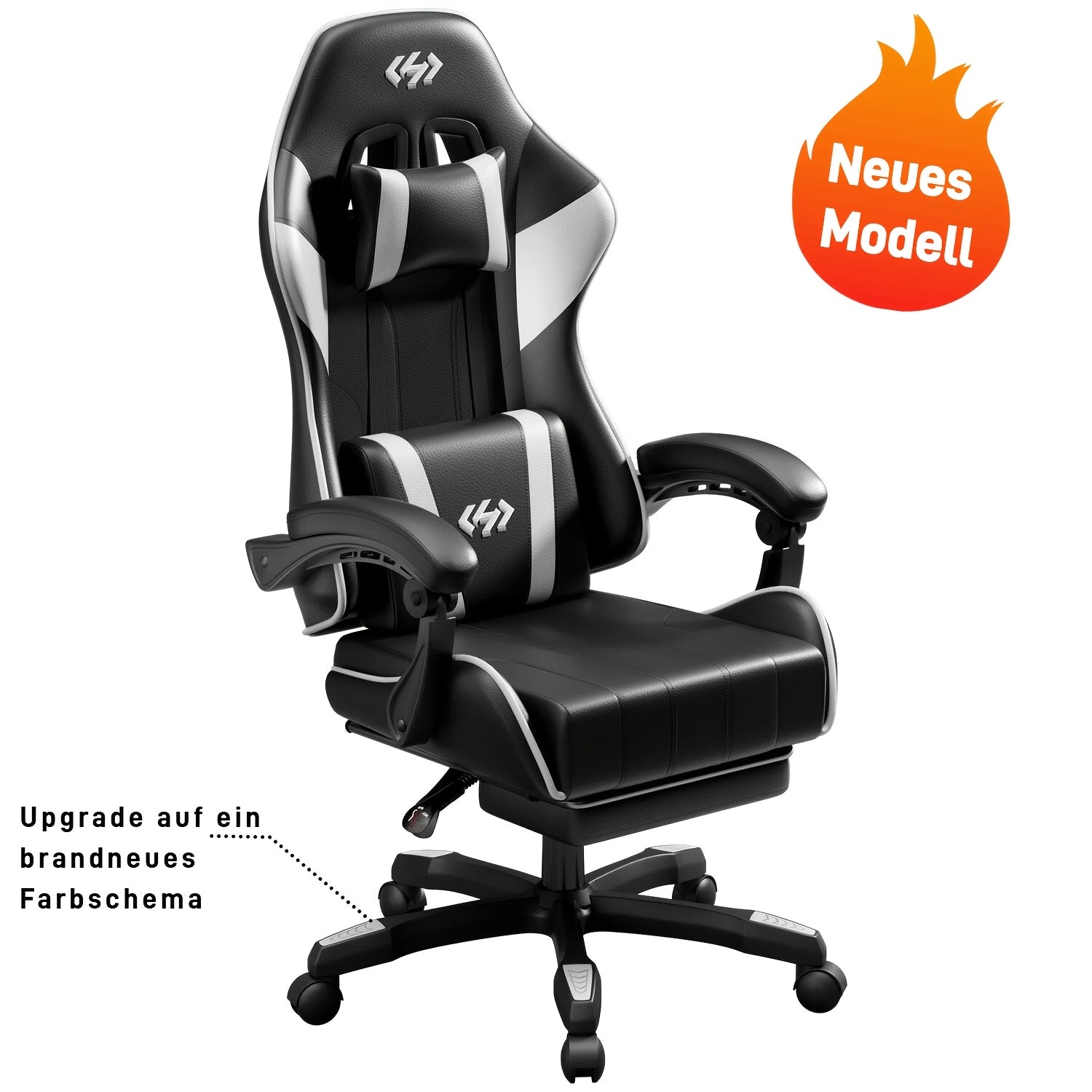 Gaming-Stuhl, Schwarzgrau für Computerplatz und Gaming – Detailansicht 8