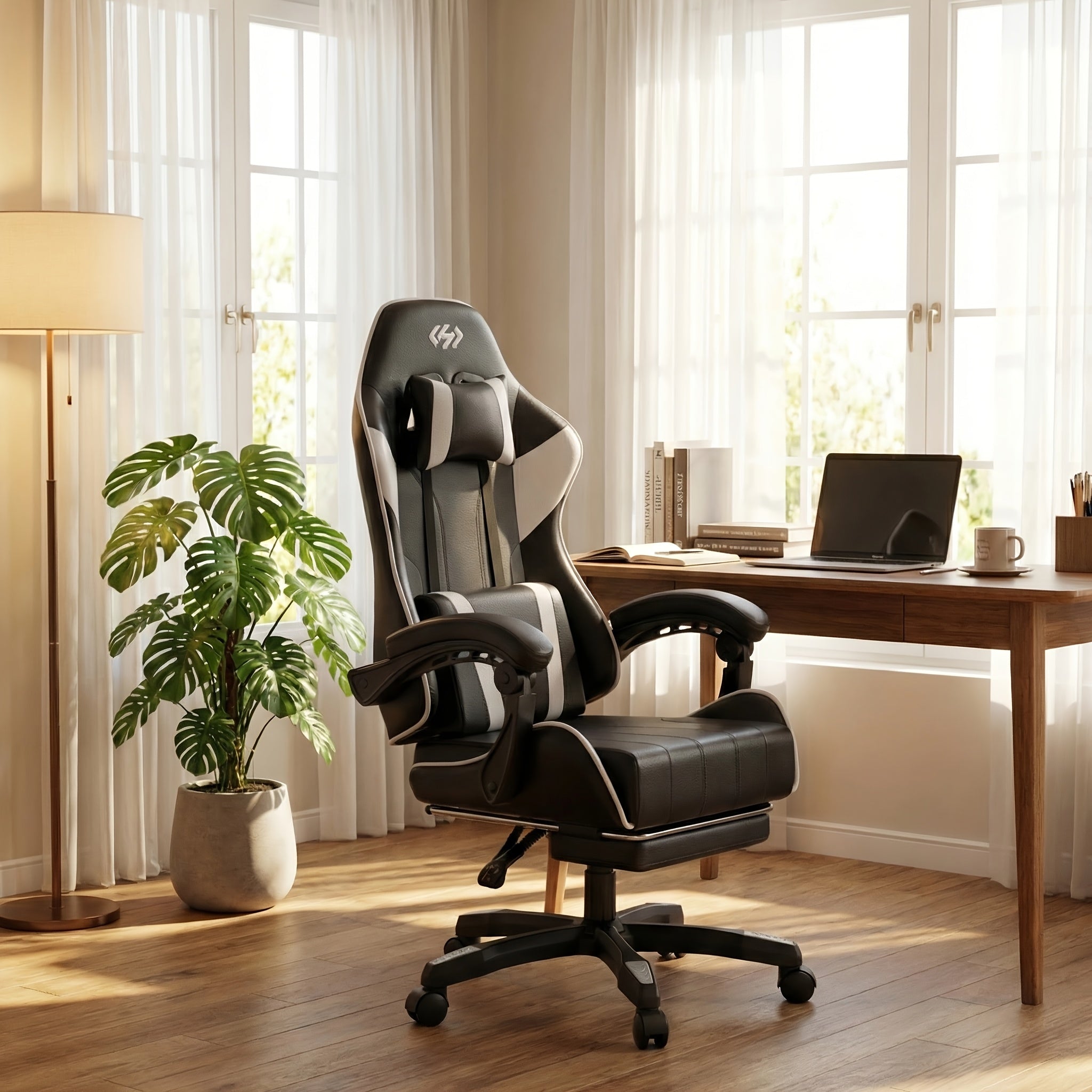Gaming-Stuhl, Schwarzgrau für Computerplatz und Gaming – Detailansicht 9