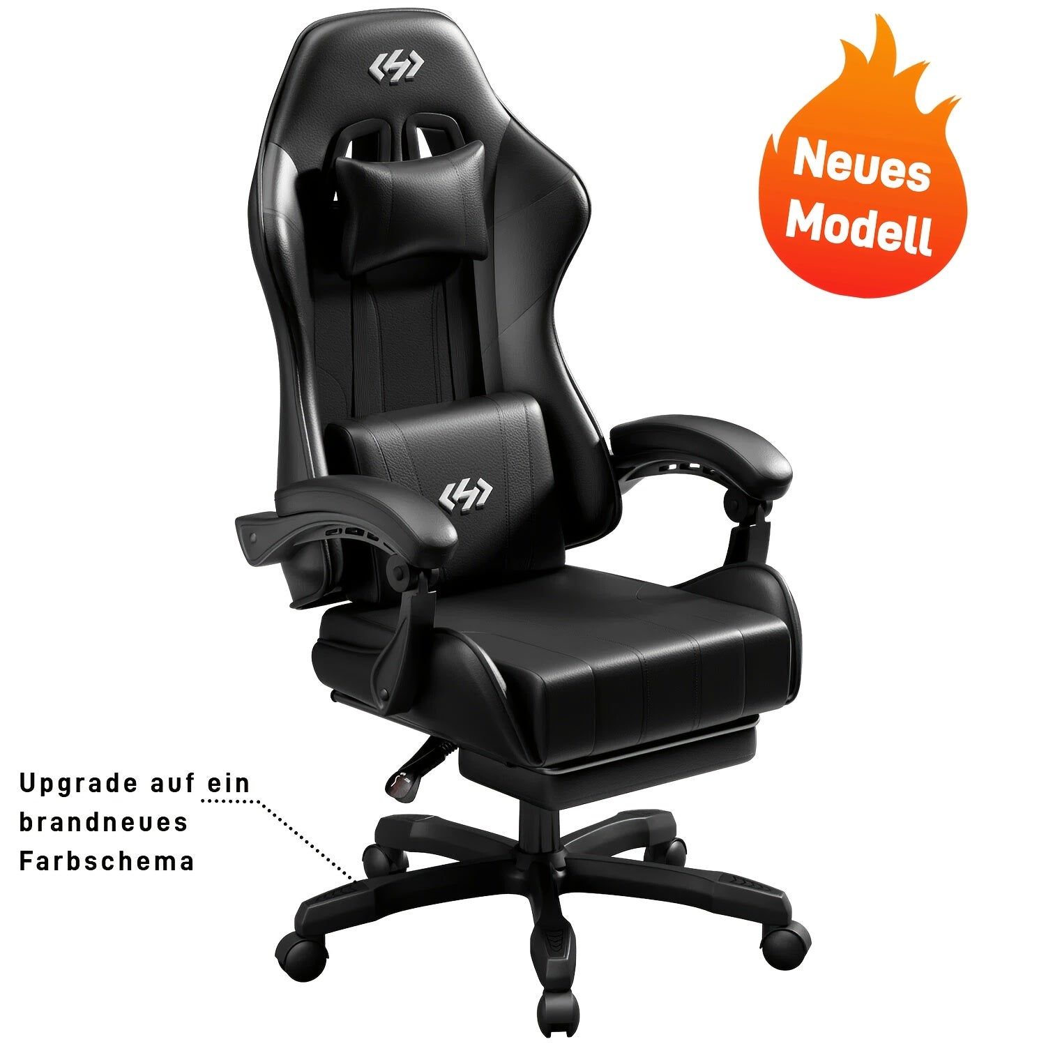 Gaming-Stuhl, Schwarzgrau für Computerplatz und Gaming – Detailansicht 10