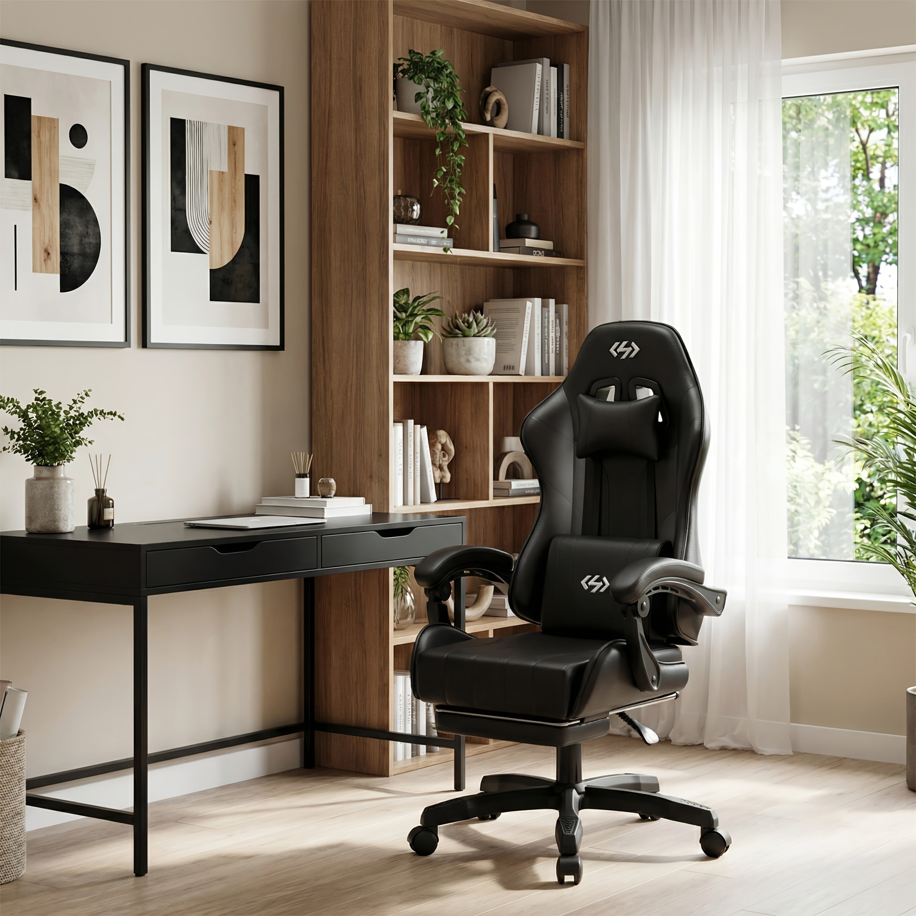Gaming-Stuhl, Schwarzgrau für Computerplatz und Gaming – Detailansicht 11