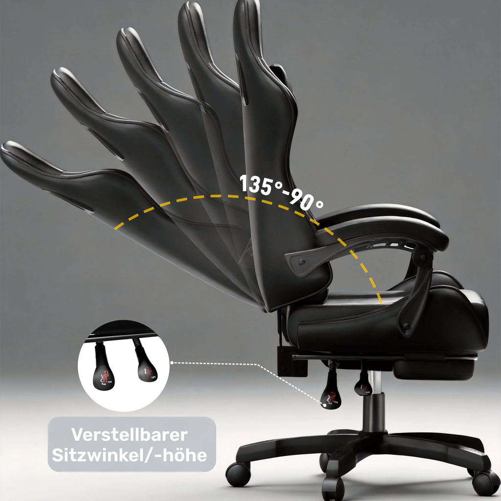 Gaming-Stuhl, Schwarzgrau für Computerplatz und Gaming – Detailansicht 13