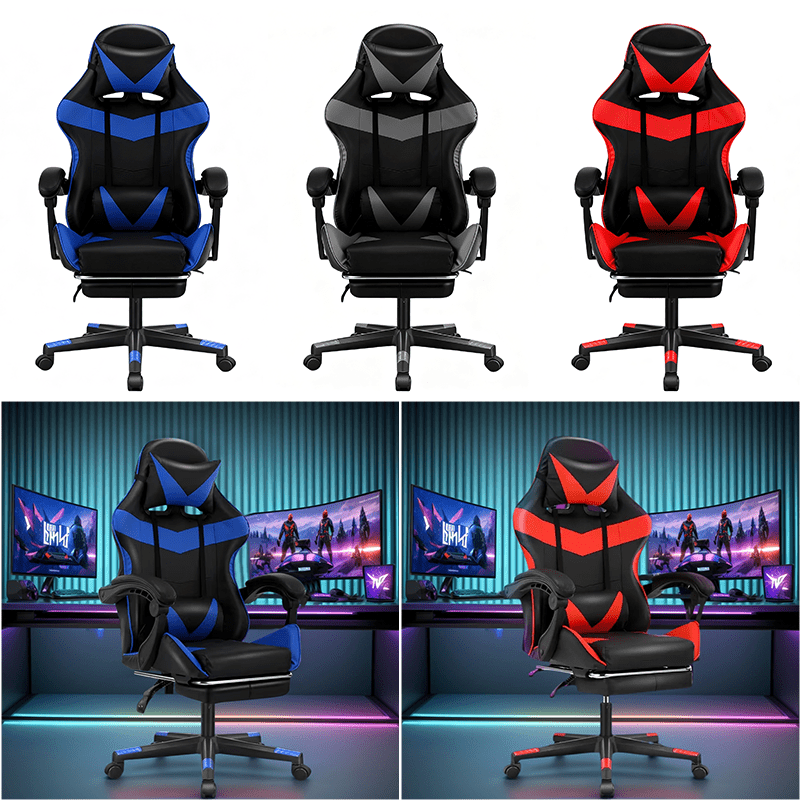 Gaming-Stuhl, WEIß für Gaming und Computerplatz – Hauptansicht