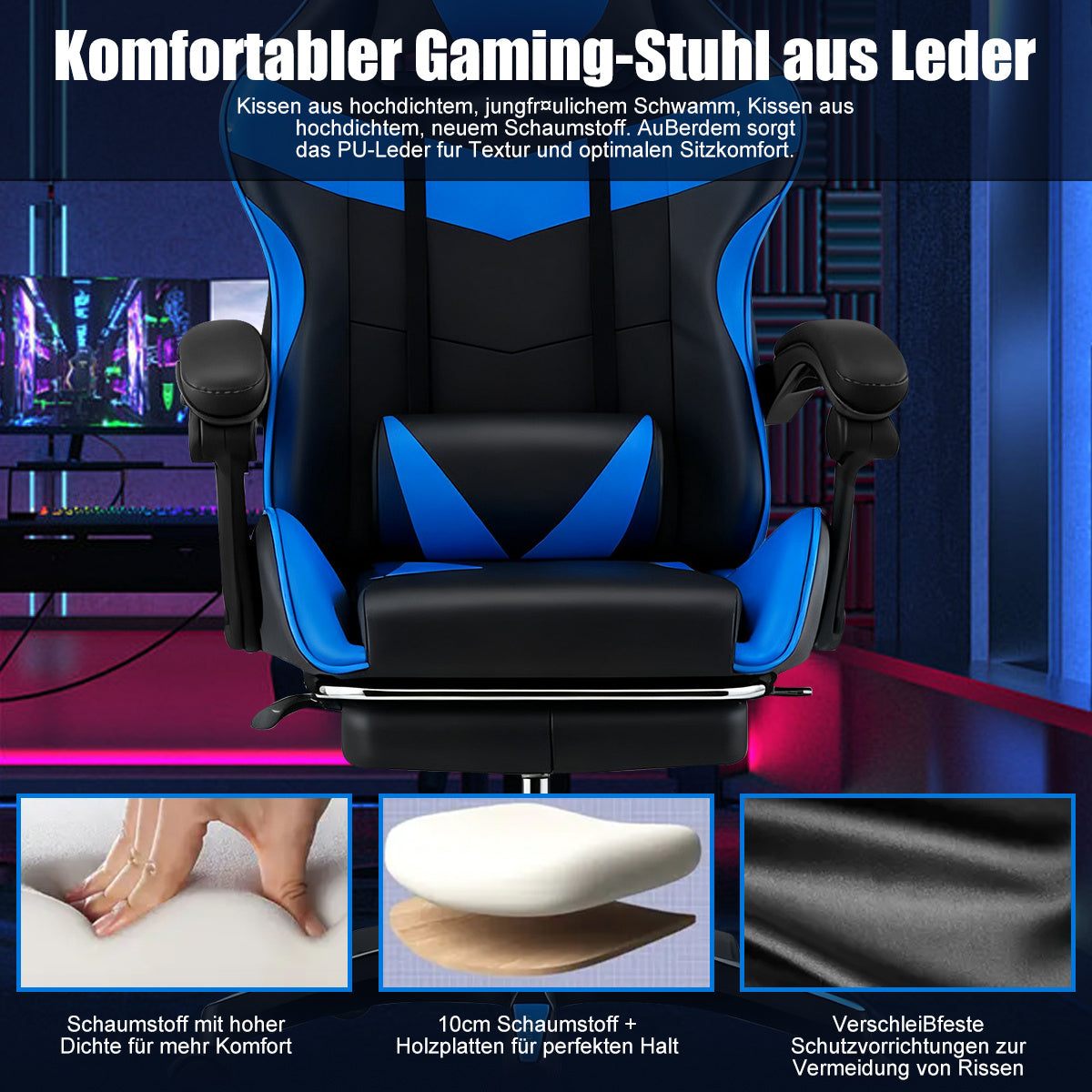 Gaming-Stuhl, WEIß für Gaming und Computerplatz – Detailansicht 7