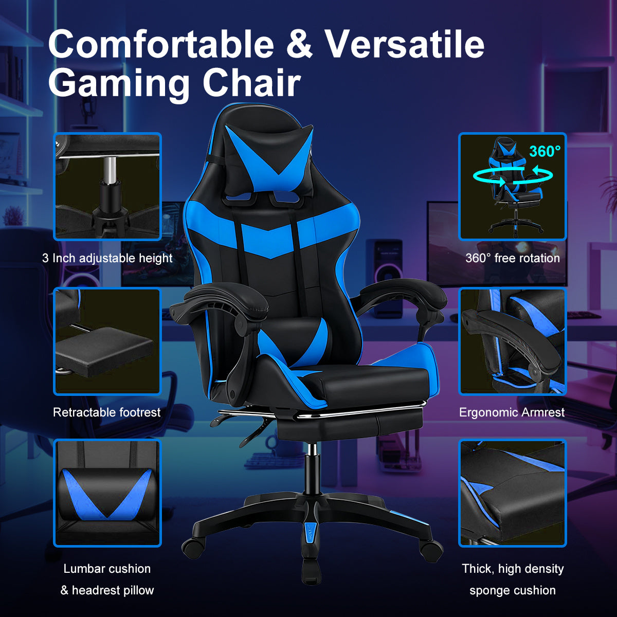 Gaming-Stuhl, WEIß für Gaming und Computerplatz – Detailansicht 8