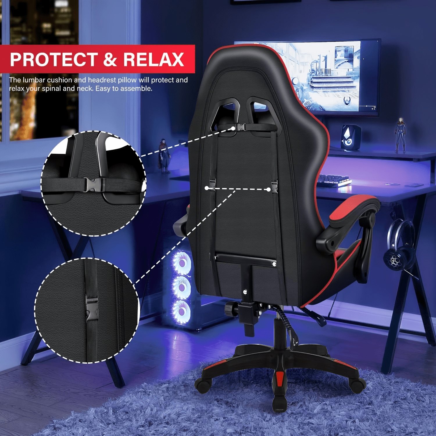 Gaming-Stuhl, WEIß für Gaming und Computerplatz – Detailansicht 18