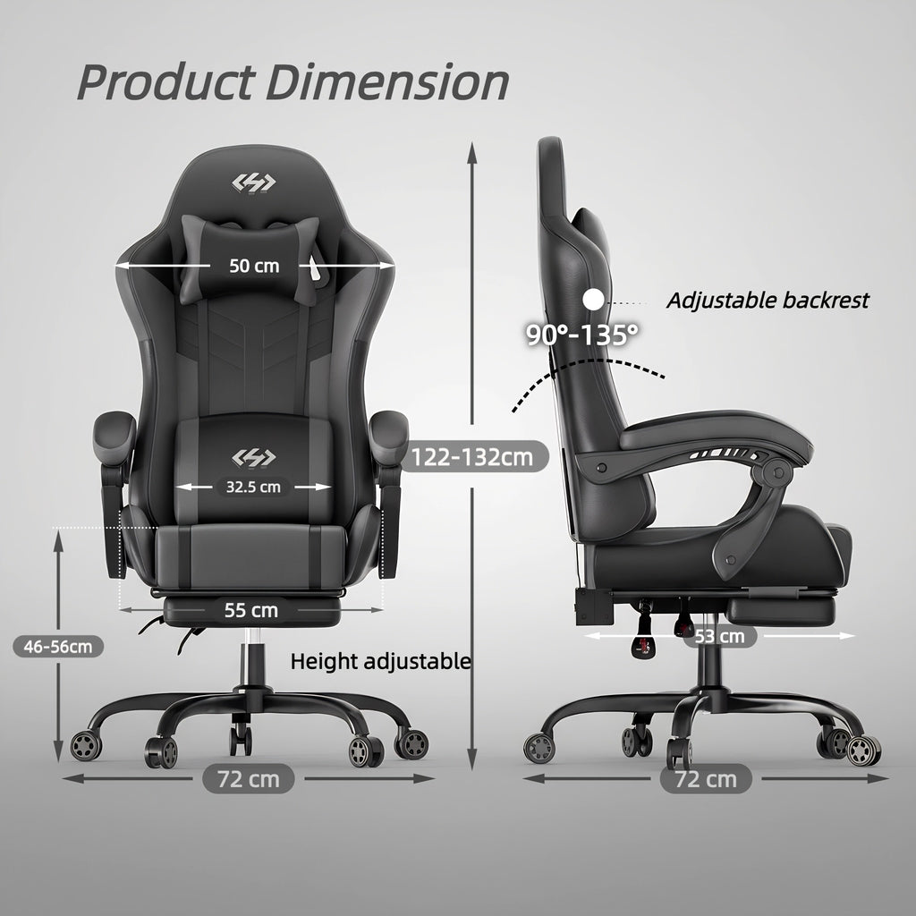Gaming-Stuhl, Weiß Und Schwarz für Computerplatz – Detailansicht 2