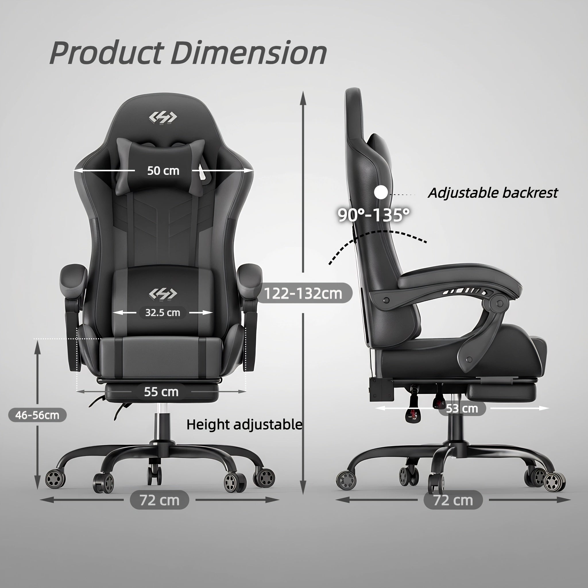 Gaming-Stuhl, Weiß Und Schwarz für Computerplatz – Detailansicht 2