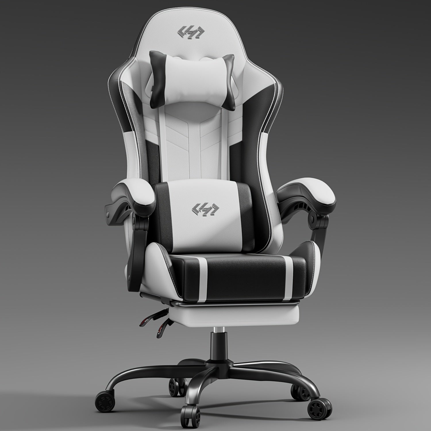 Gaming-Stuhl, Weiß Und Schwarz für Computerplatz – Detailansicht 9