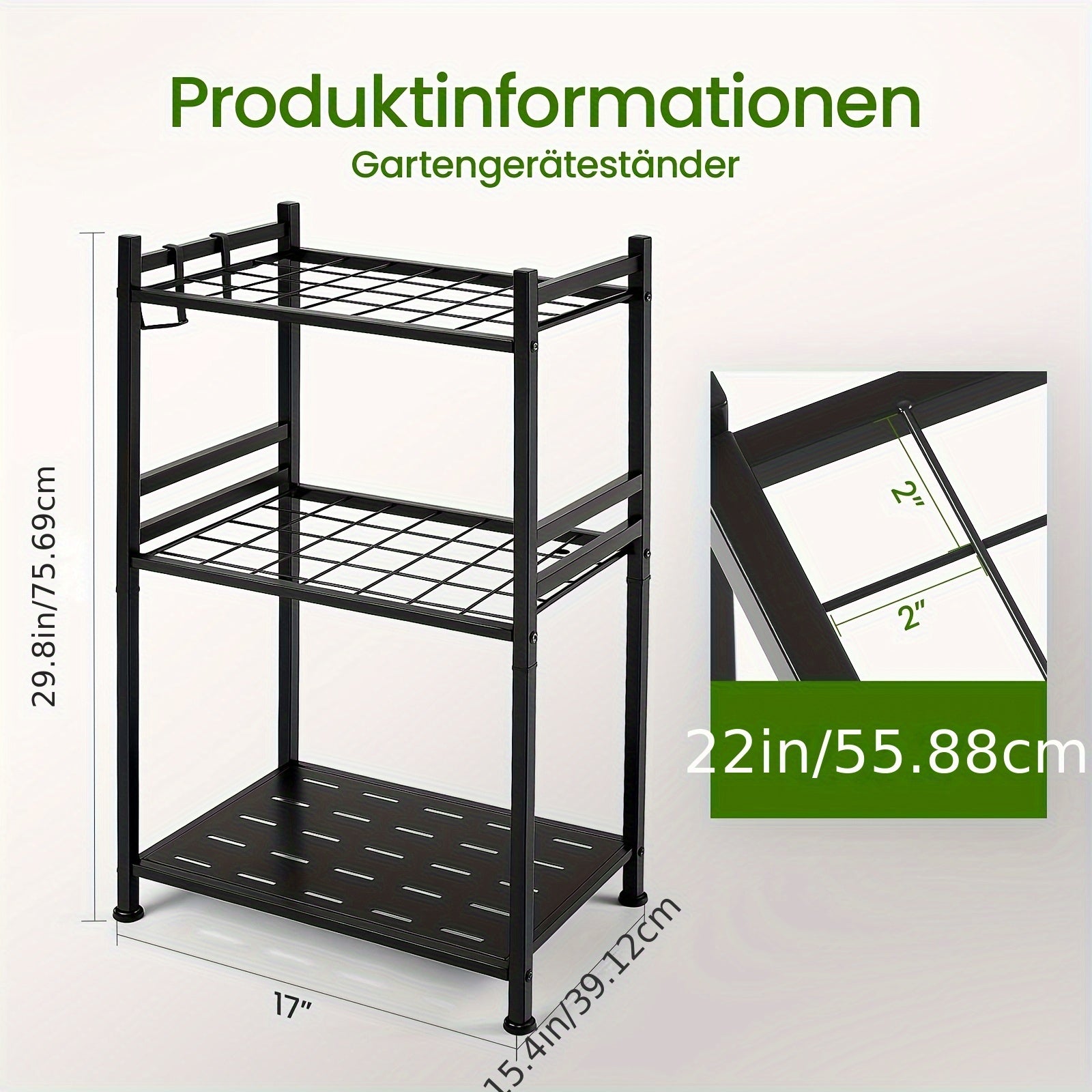 Gartengeräte-Organizer, Metall für Garten und Terrasse – Detailansicht 3