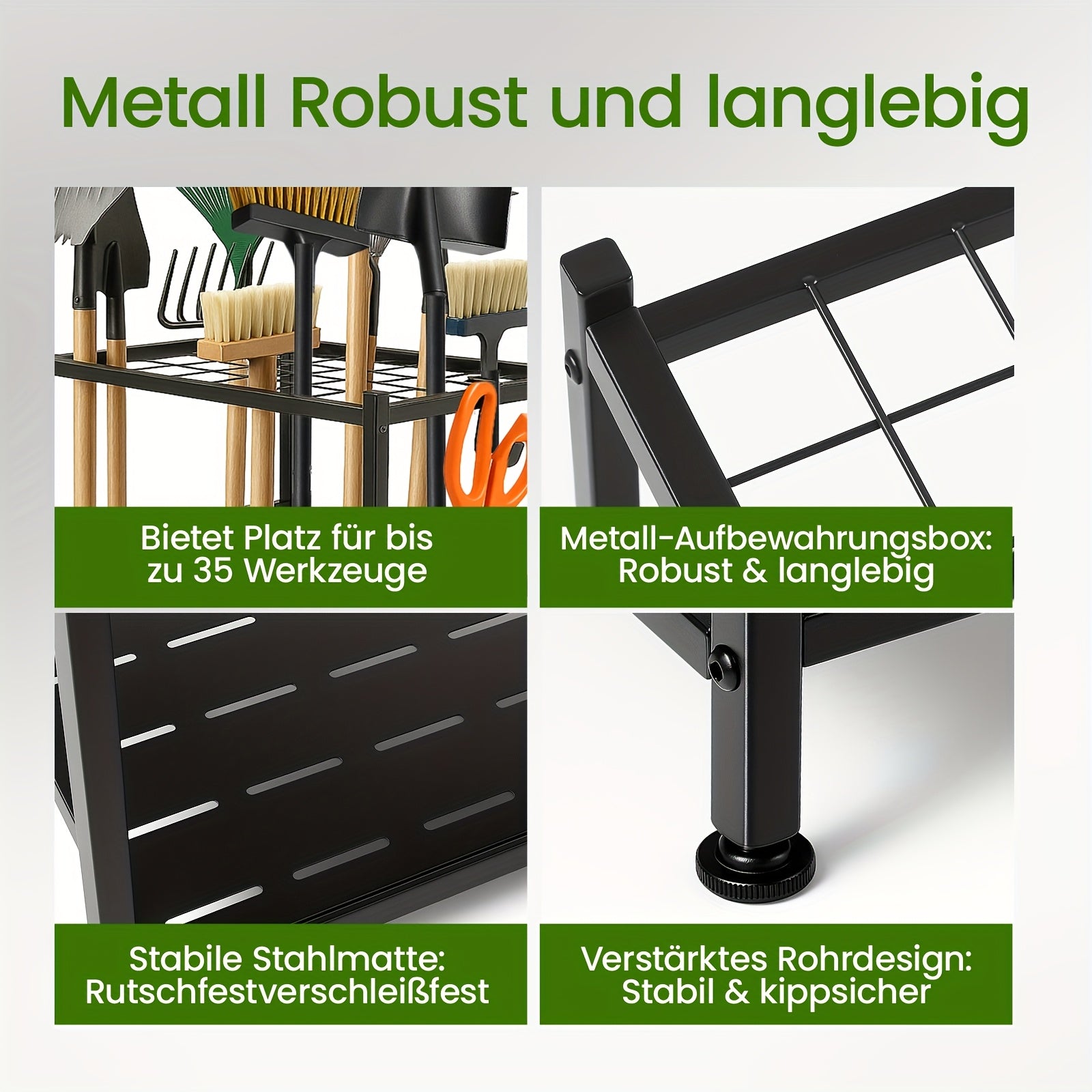Gartengeräte-Organizer, Metall für Garten und Terrasse – Detailansicht 5