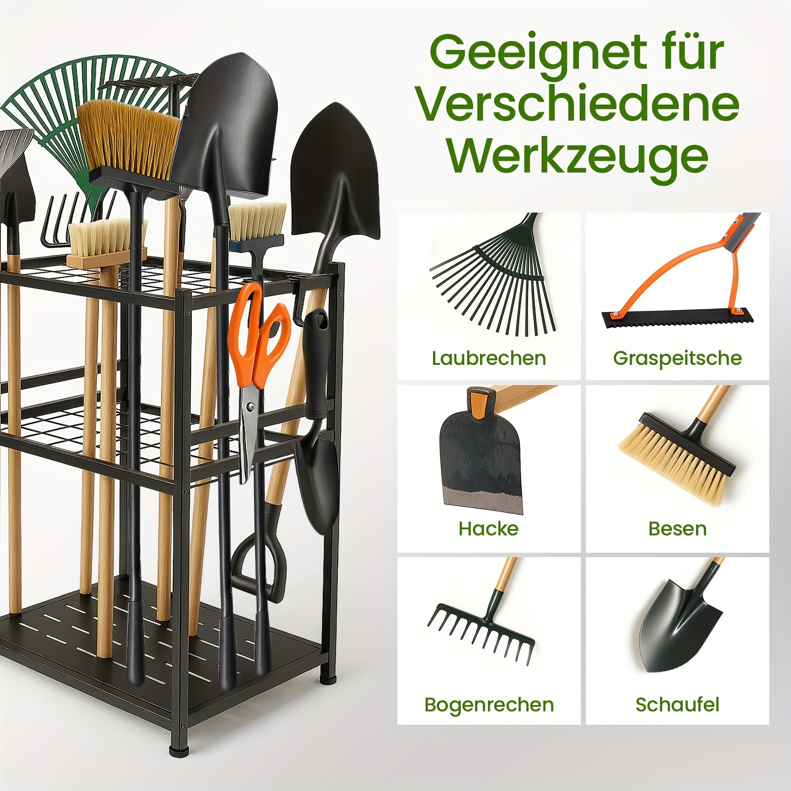 Gartengeräte-Organizer, Metall für Garten und Terrasse – Detailansicht 6