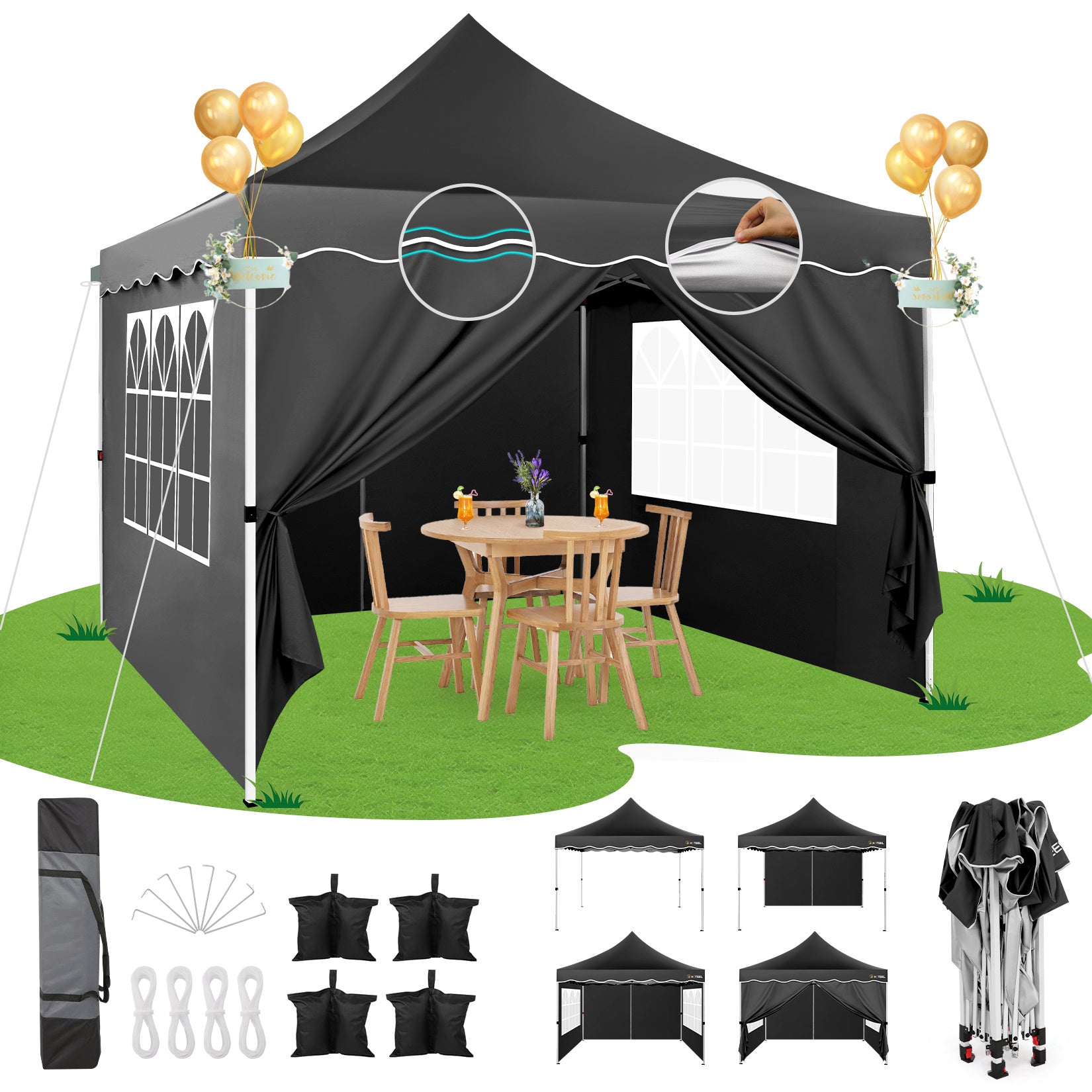 Gartenlauben, 3x3m für Outdoor und Garten – Detailansicht 6