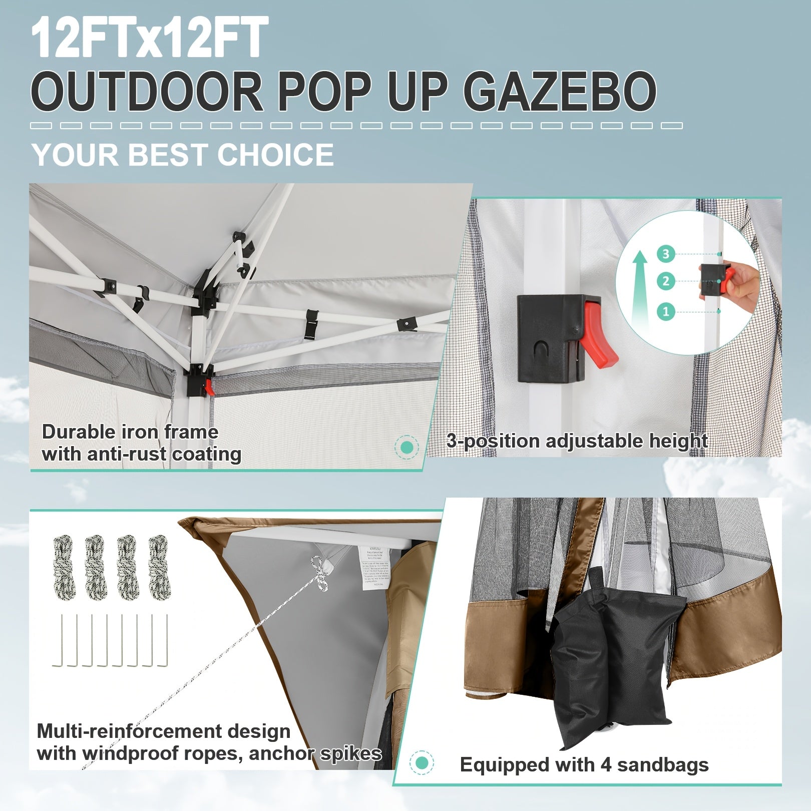 Gartenlauben, 3x3m für Outdoor und Garten – Detailansicht 7